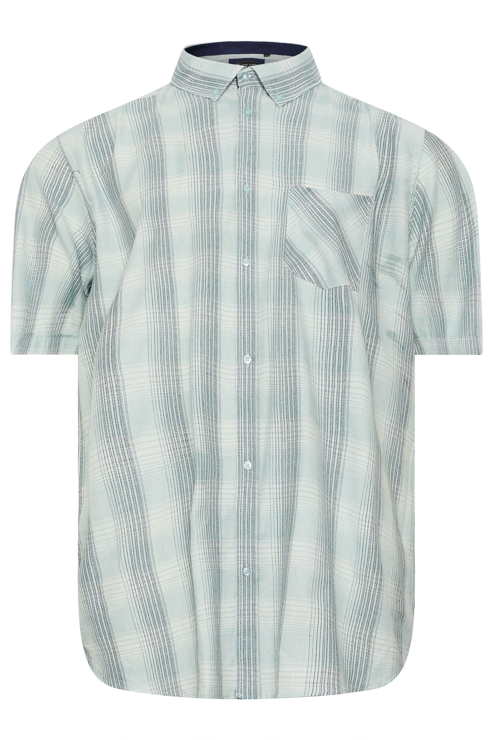 KAM Big & Tall Mint Green Short Sleeve Check Shirt | BadRhino 2