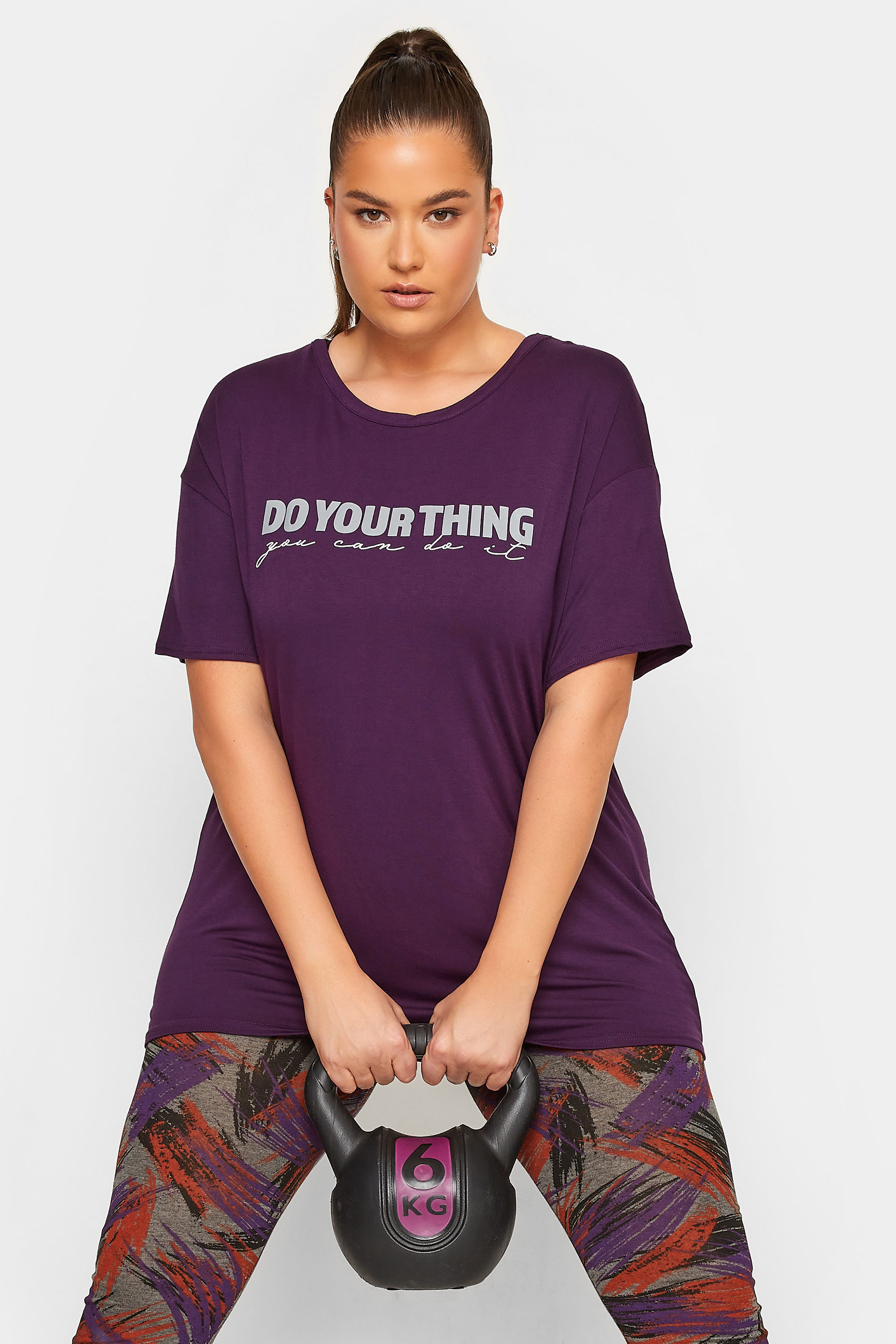 YOURS Plus Size ACTIVE Purple 'Do Your Thing' Slogan Top | Yours Clothing 1