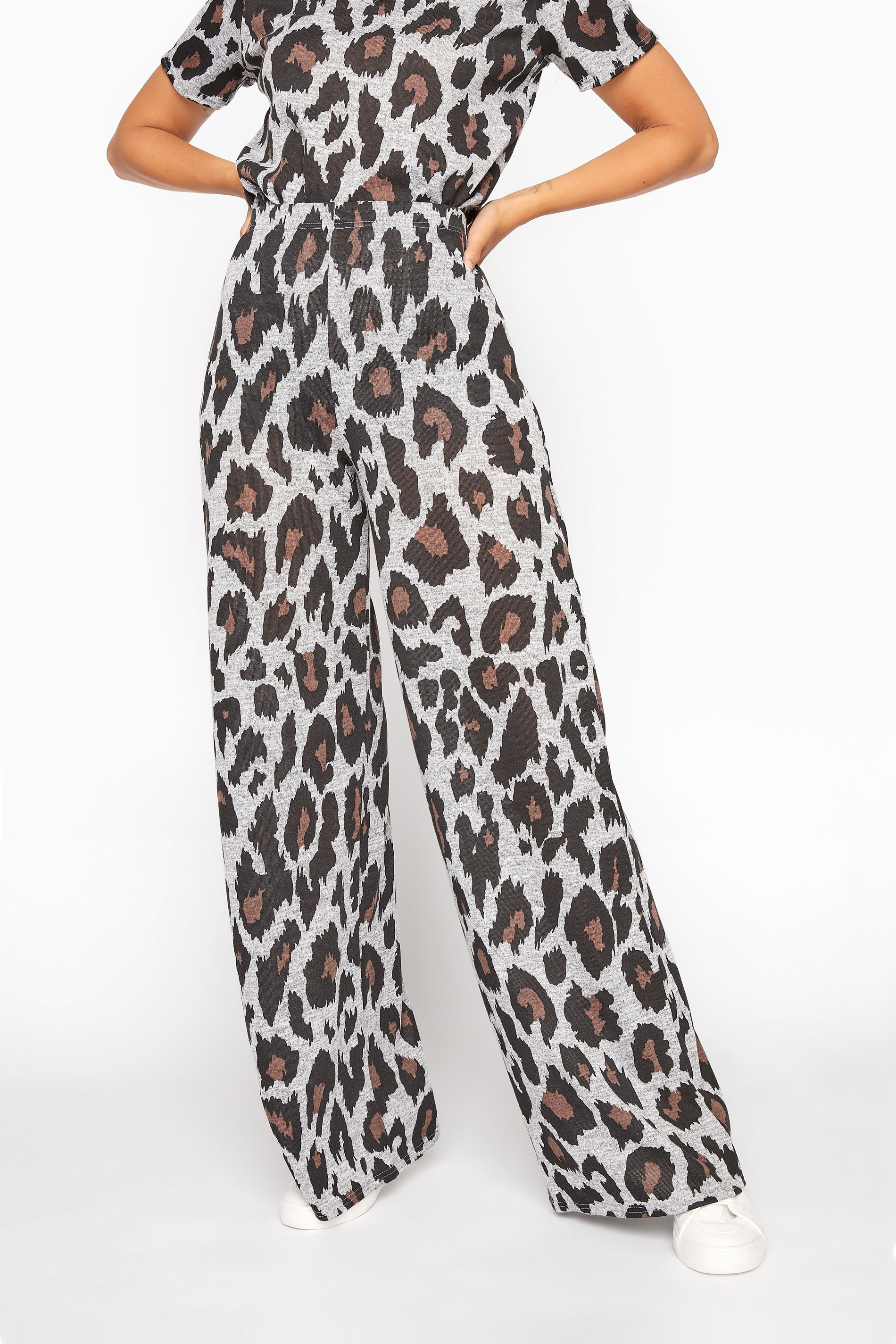 LTS Grey Leopard Print Lounge Trousers | Long Tall Sally