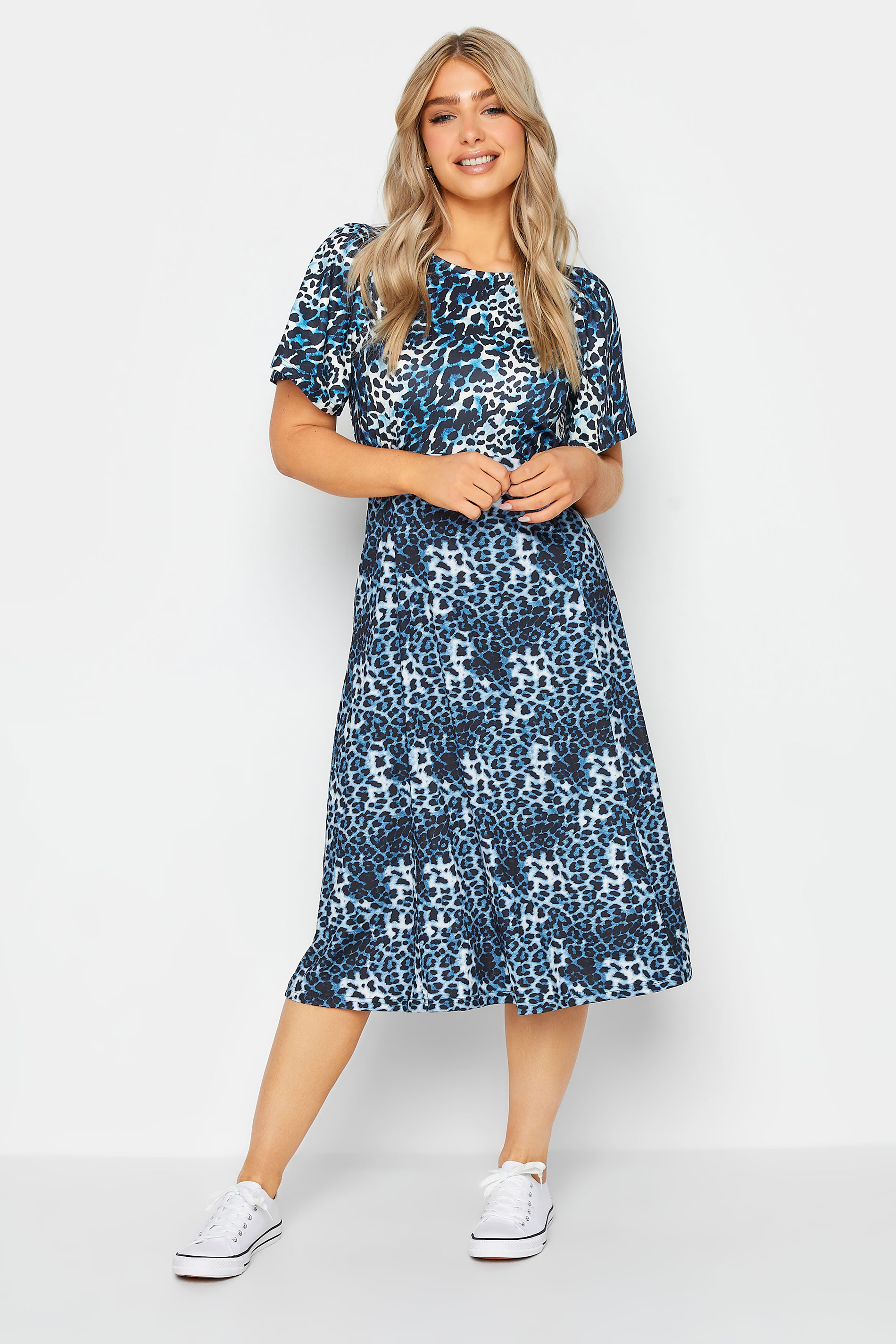 M&Co Blue Leopard Print Midi Dress | M&Co 2