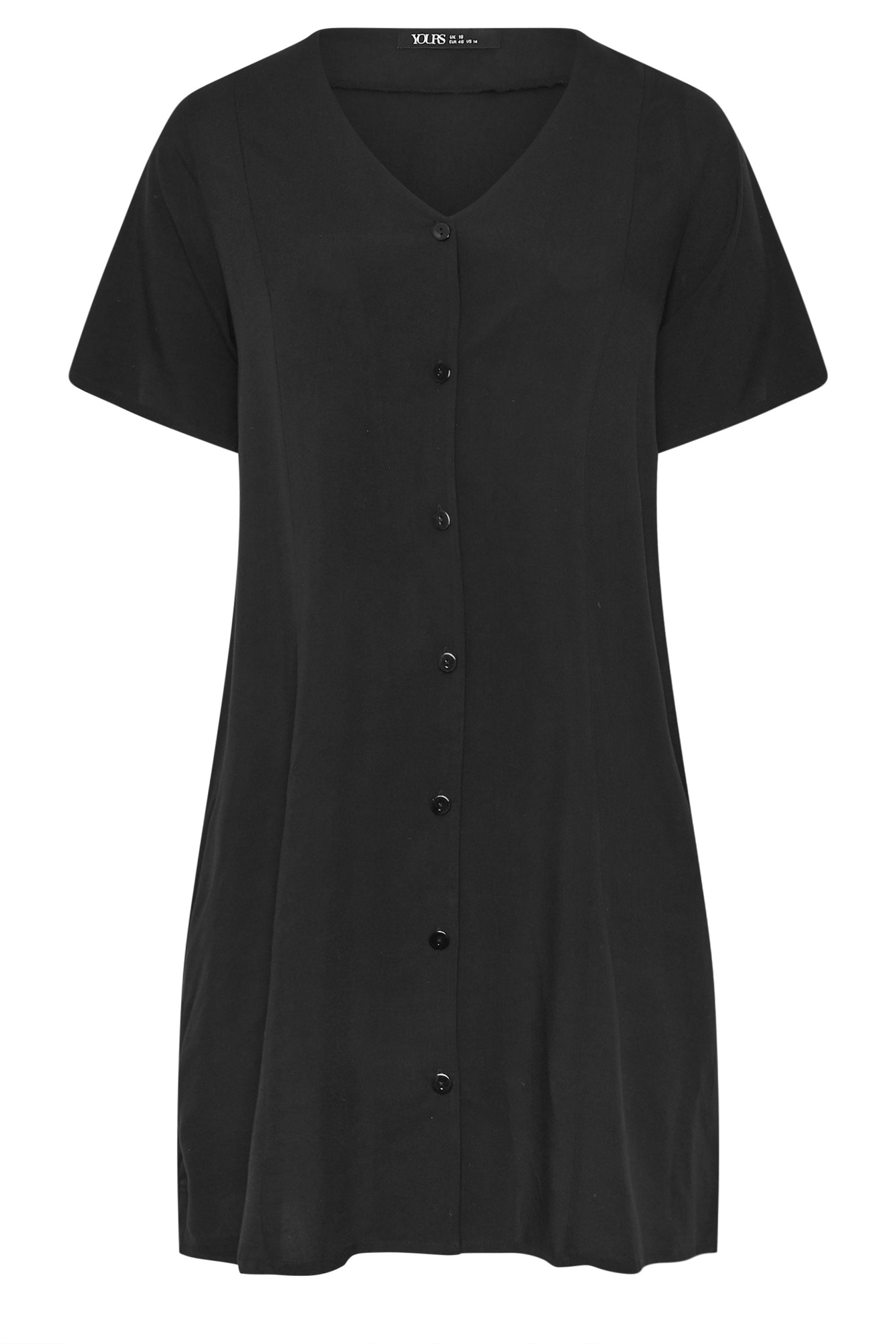 YOURS Plus Size Black Button Through Tunic Dress | Yours Clothing 5
