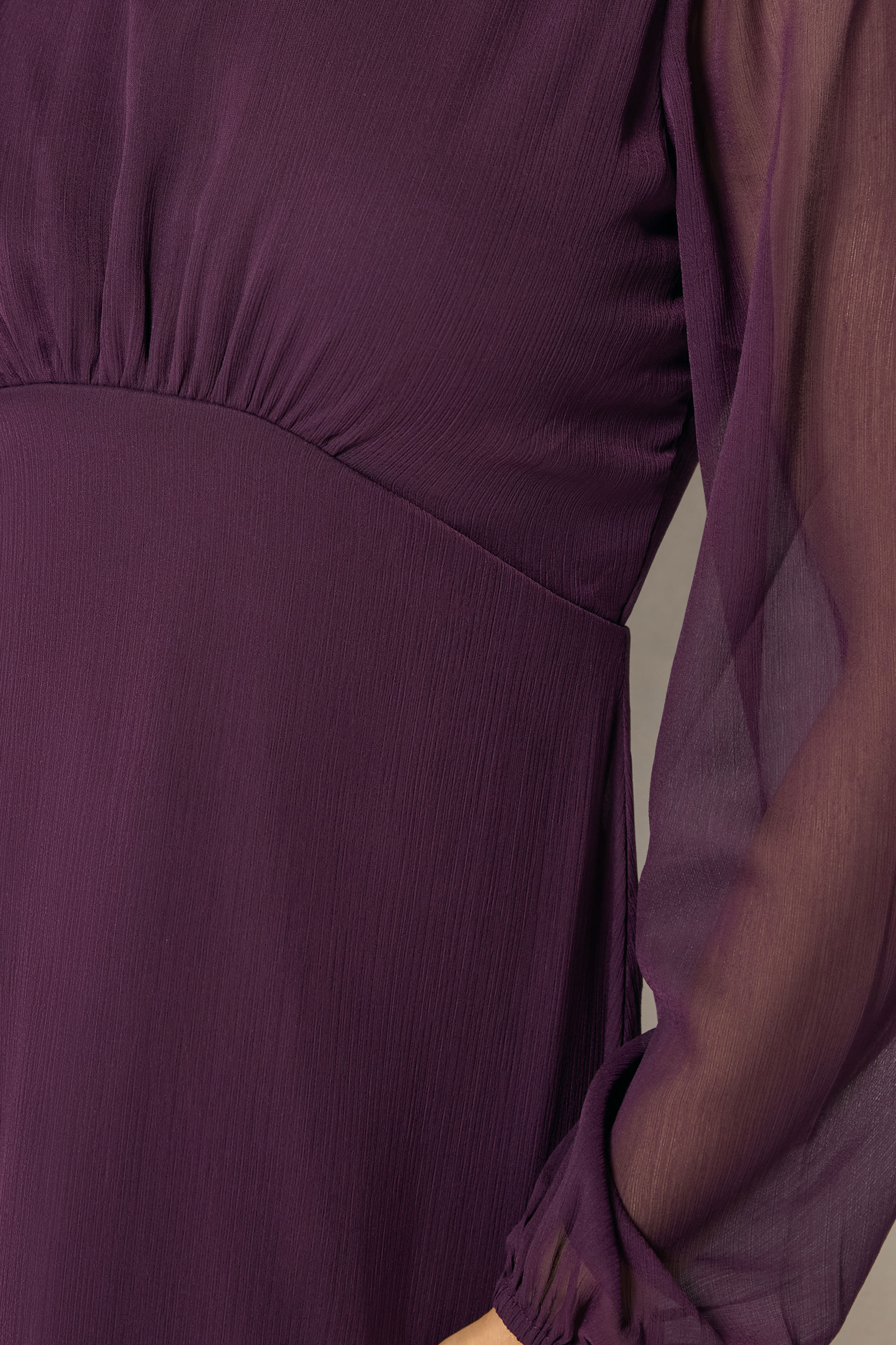 M&Co Petite Berry Purple Long Sleeve Chiffon Dress | M&Co 4