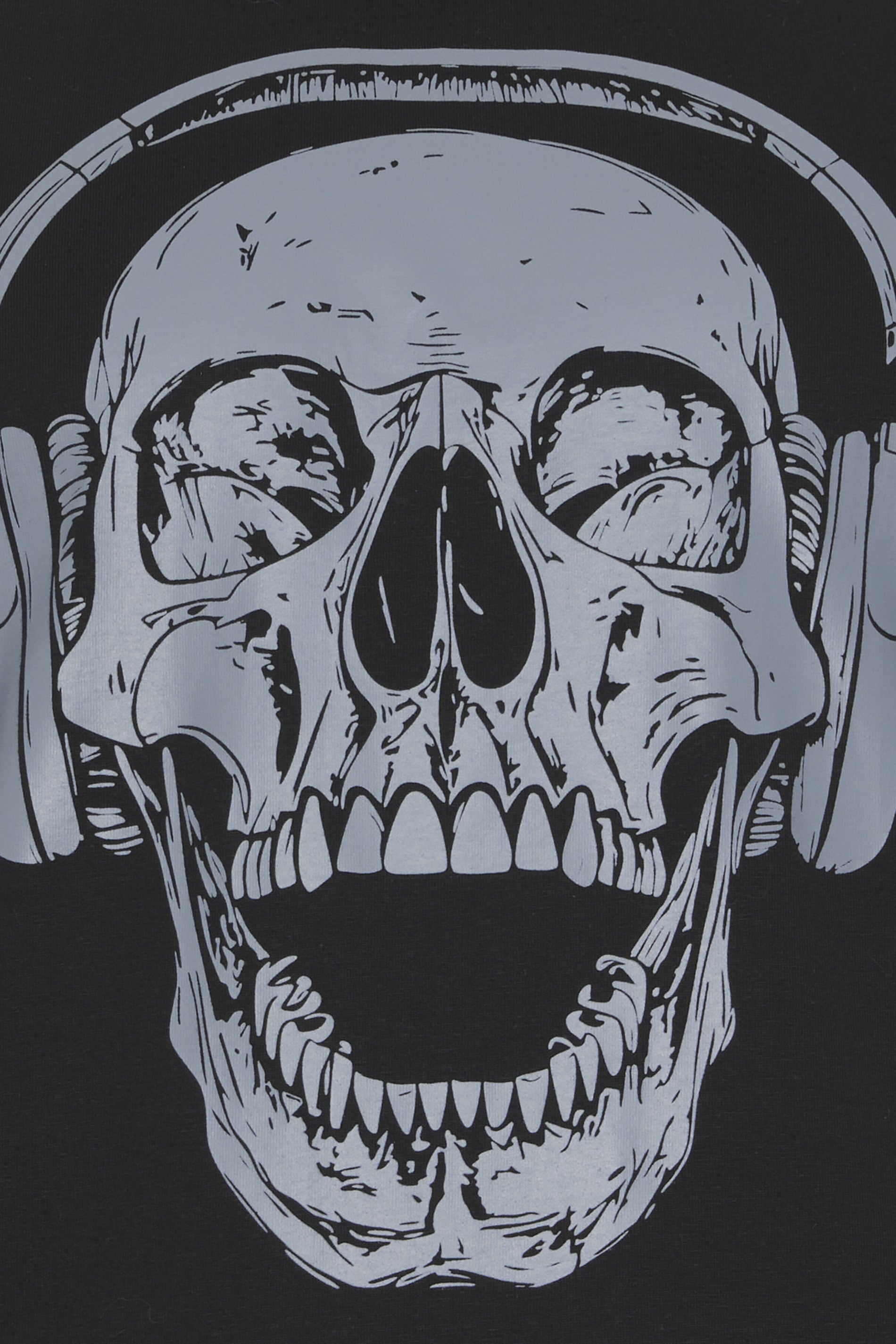 BadRhino Big & Tall Black Extra Long Skull Headphones Graphic T-Shirt | BadRhino 7