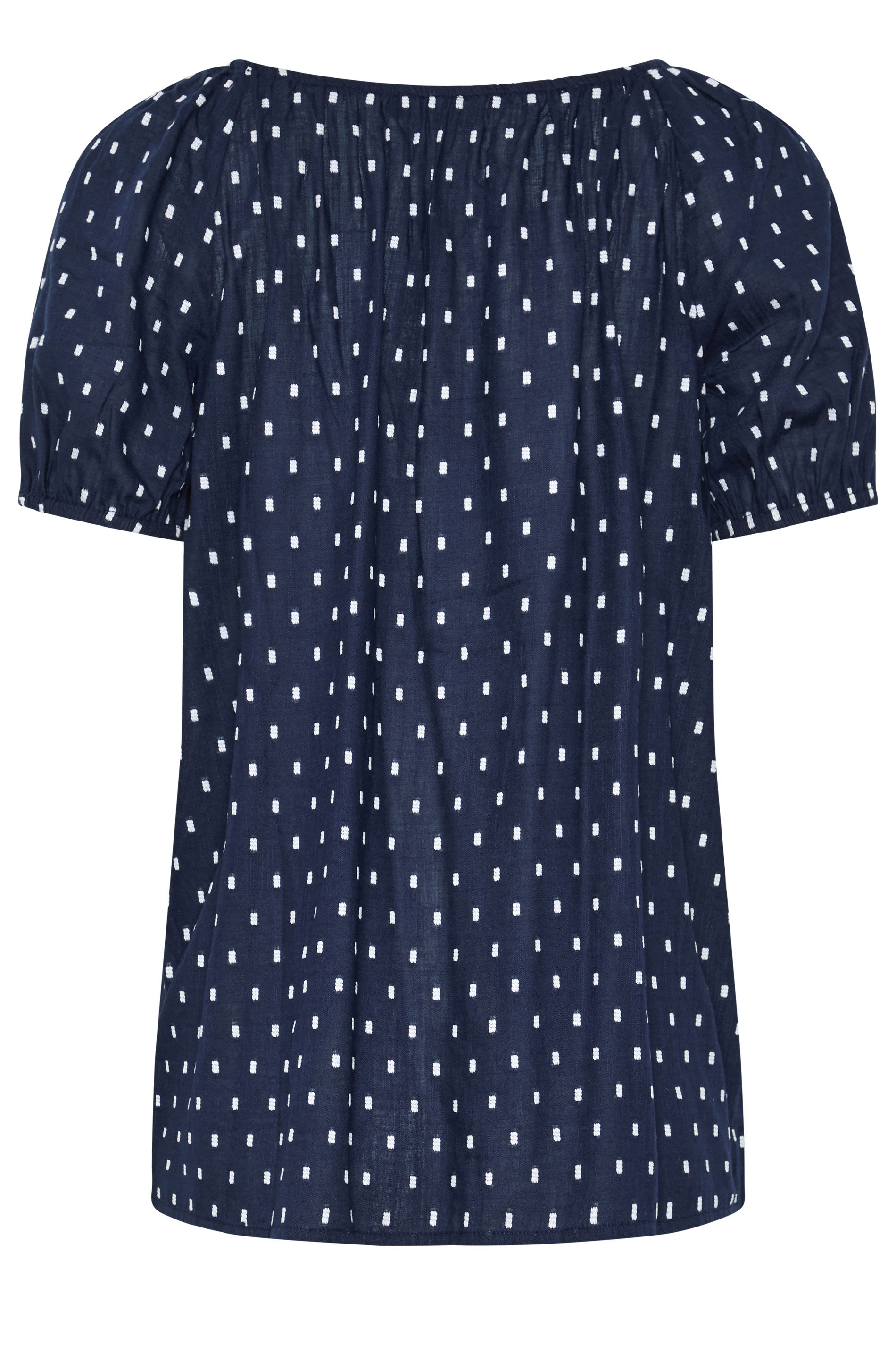 LTS Tall Navy Blue Polka Dot Cotton Dobby Top | Long Tall Sally 2