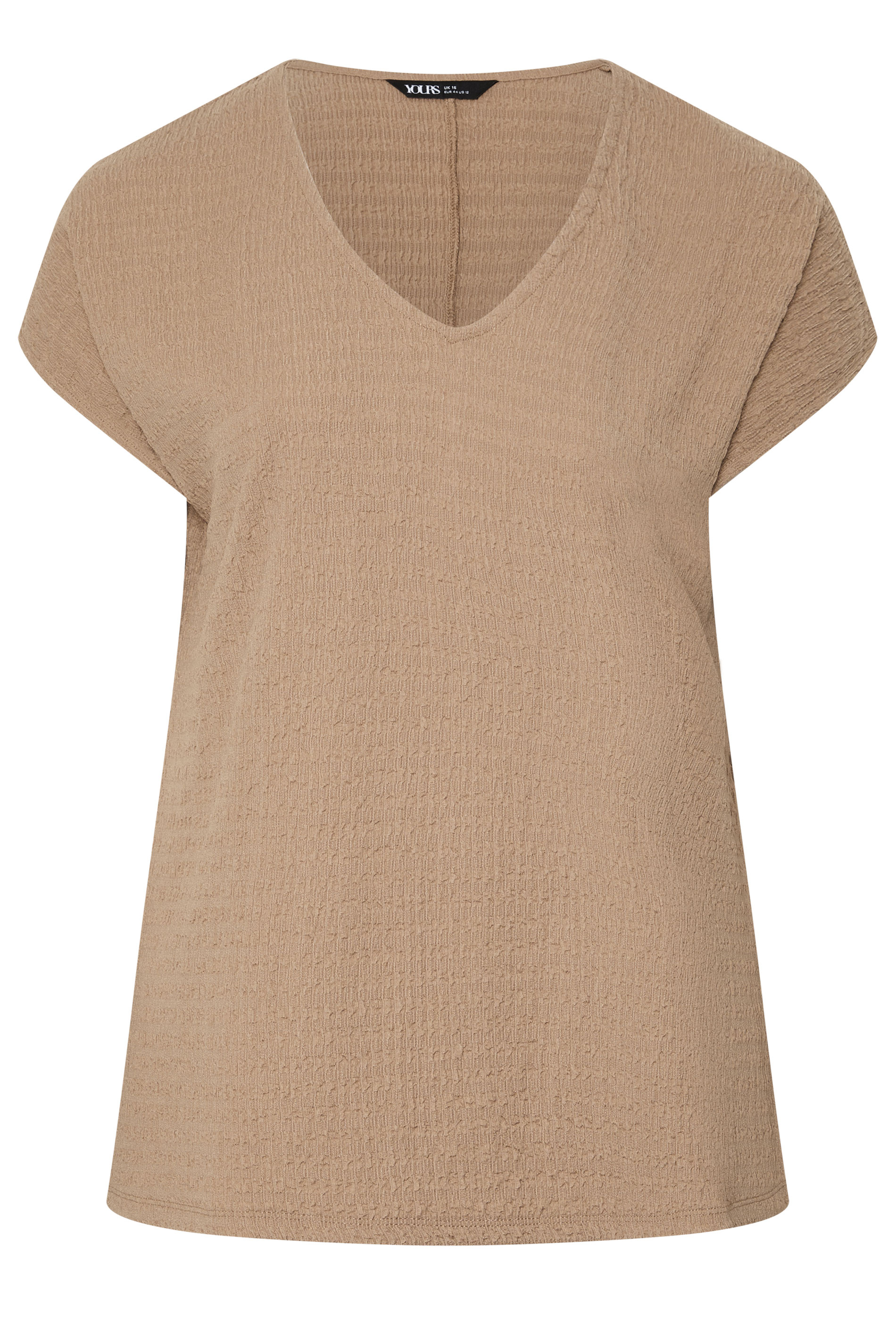 YOURS Plus Size Natural Beige Textured T-Shirt | Yours Clothing 1
