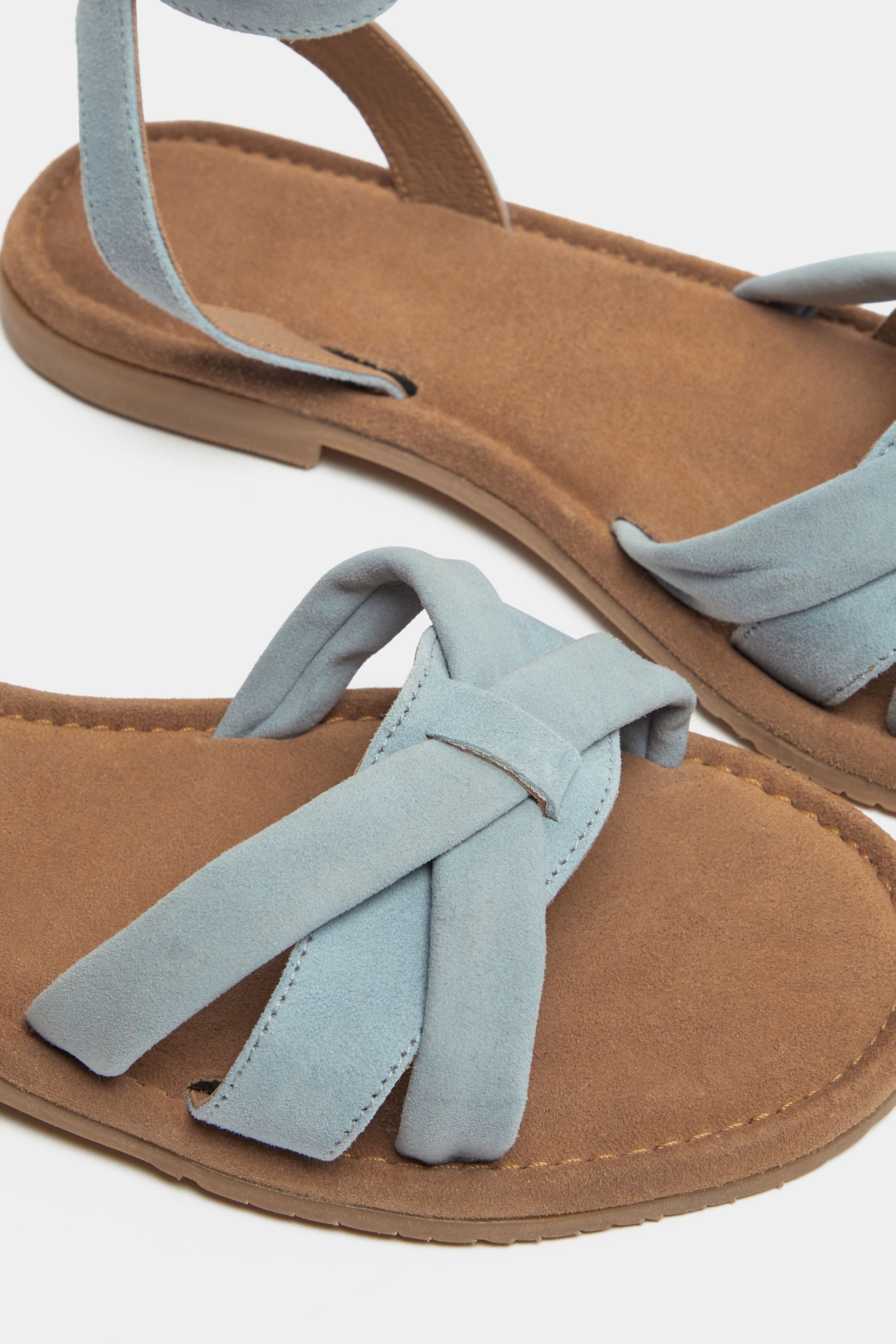 Blue  Faux Leather Cross Over Sandals In Extra Wide EEE Fit | Yours Clothing 4