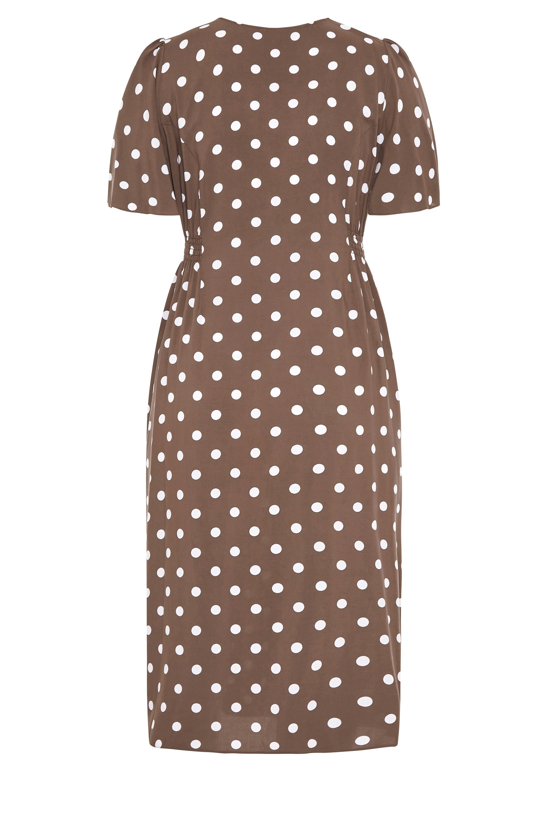 Plus Size Yours London Brown Polka Dot Button Through Midi Dress Yours Clothing 3990