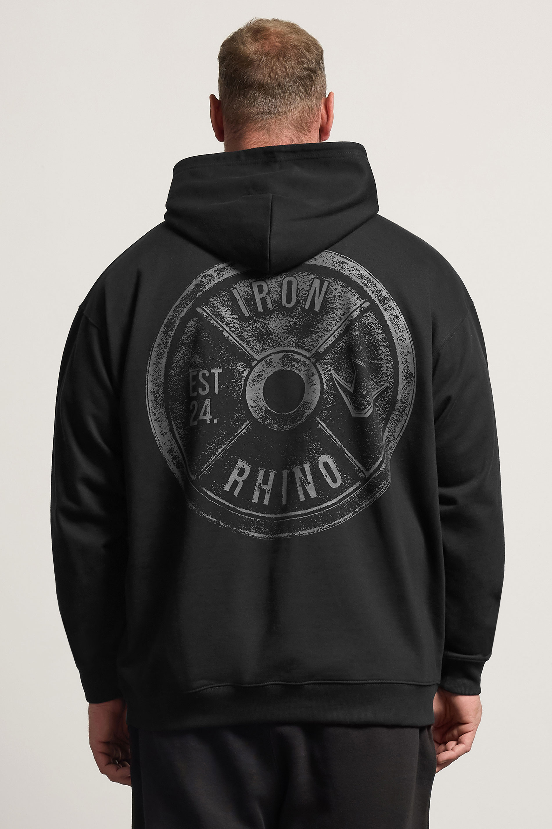 IronRhino Big & Tall Black Weightplate Hoodie | BadRhino 2