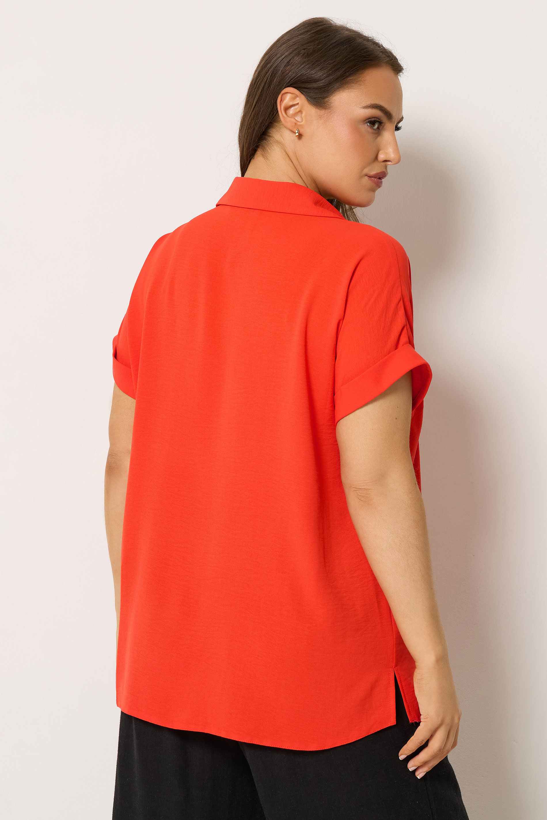 YOURS Plus Size Orange Button Half Placket Blouse | Yours Clothing 2