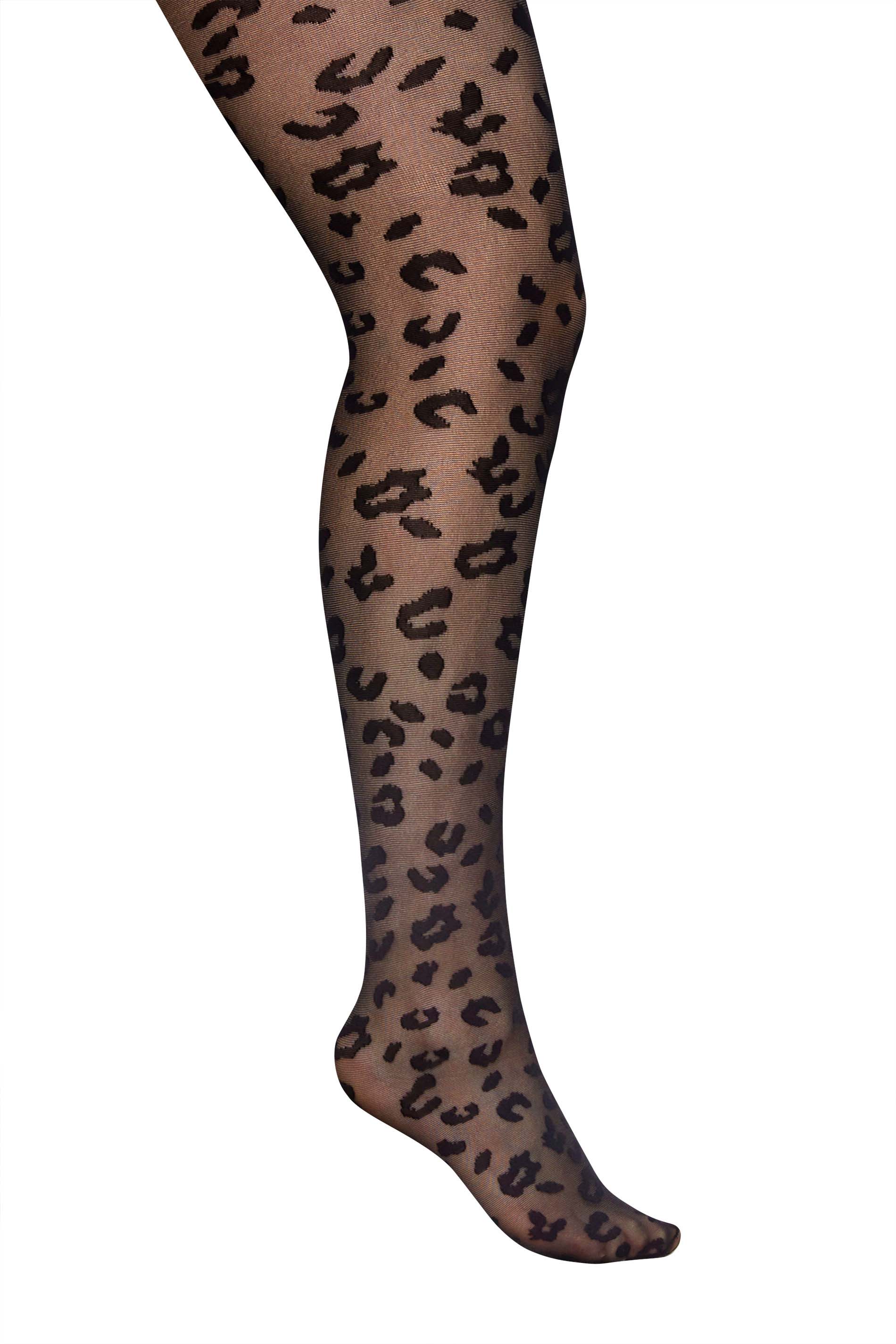 Black Leopard Pattern Tights | Yours Clothing 3