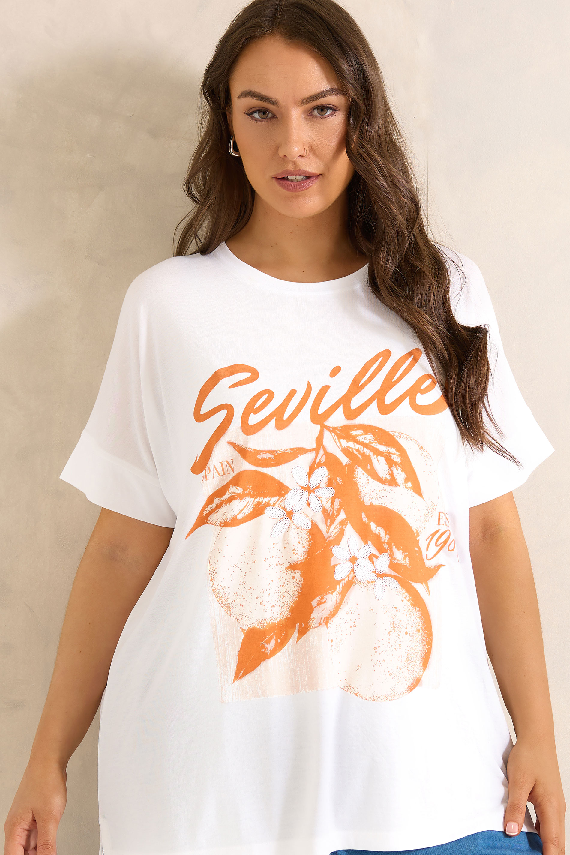 EVANS Plus Size Orange Print Modal Rich Graphic Tee | Evans 1