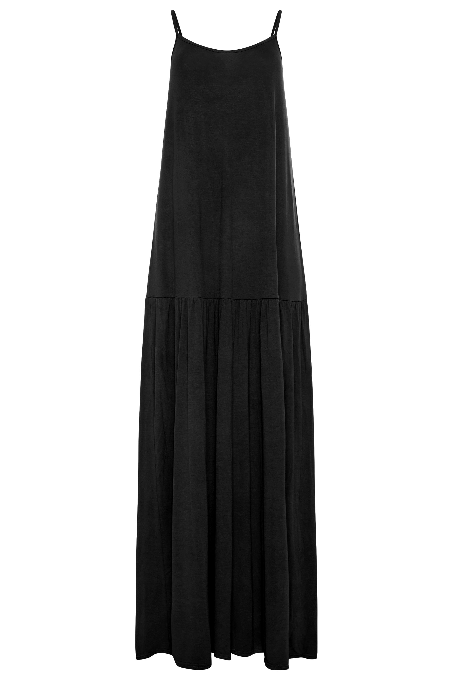 LTS Black Strappy Drop Waist Maxi Dress | Long Tall Sally