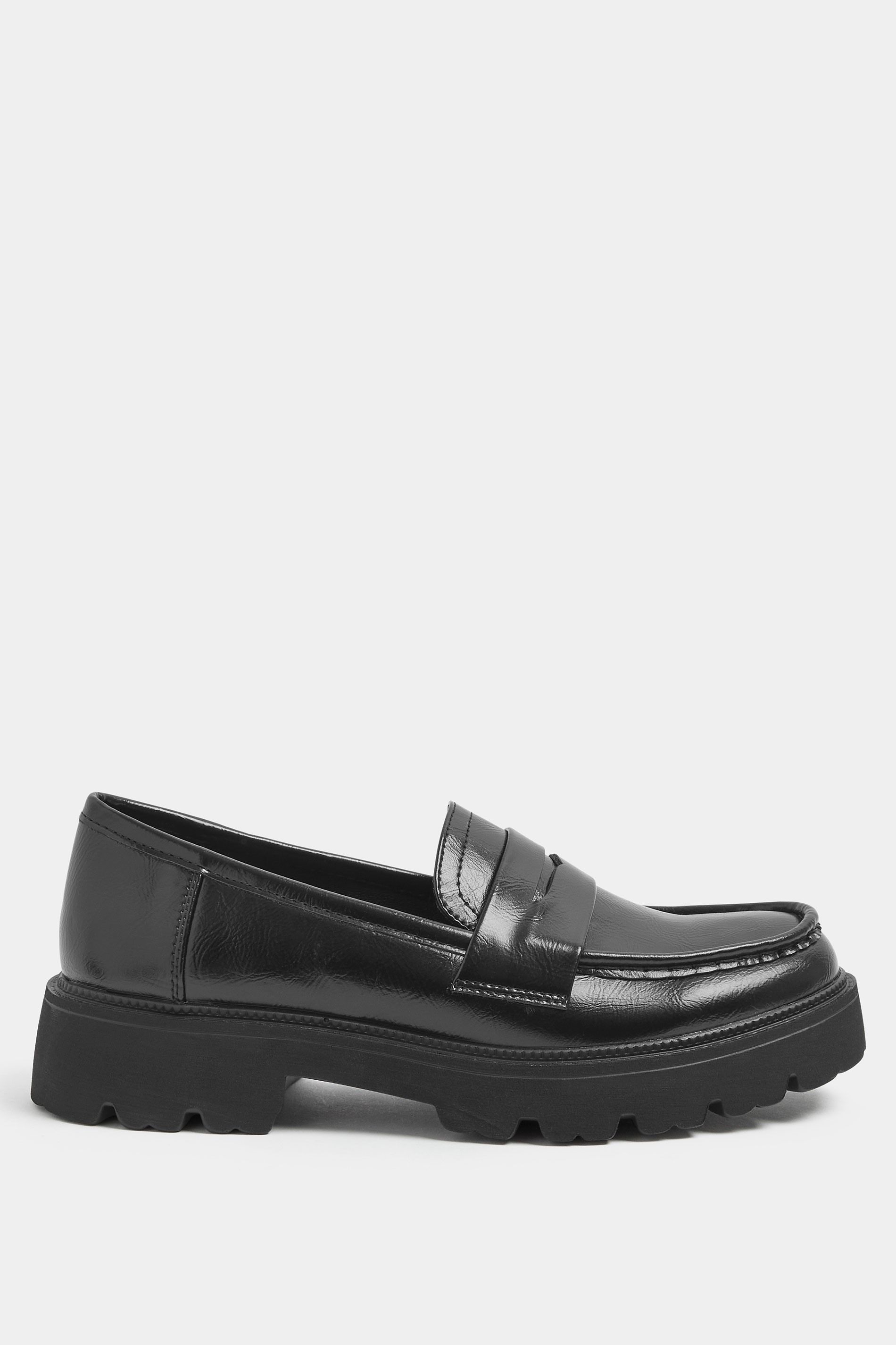 Black Platform Loafers In Wide E Fit | Yours Clothing 2