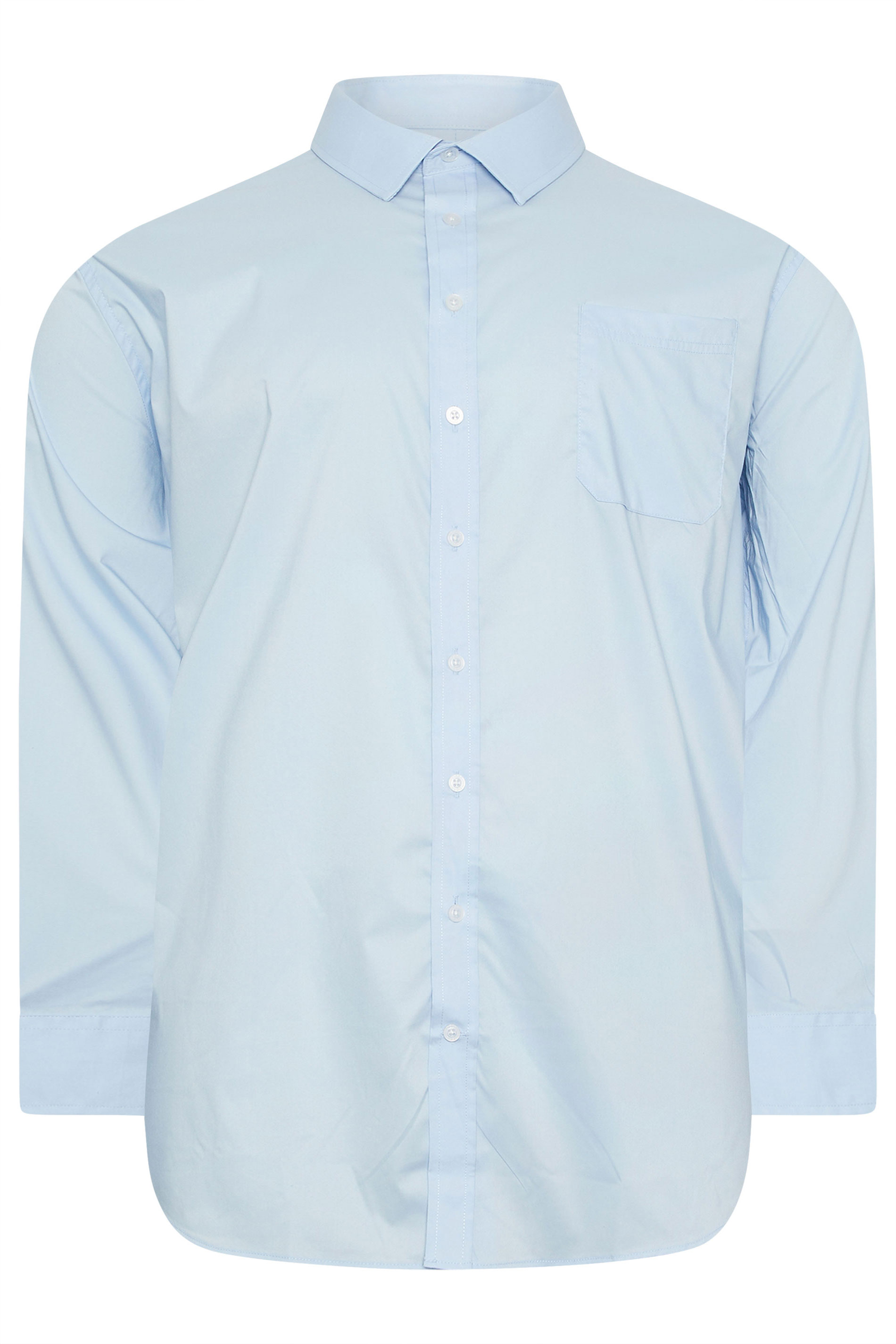 D555 Big & Tall Sky Blue Long Sleeve Non Iron Stretch Shirt | BadRhino 2