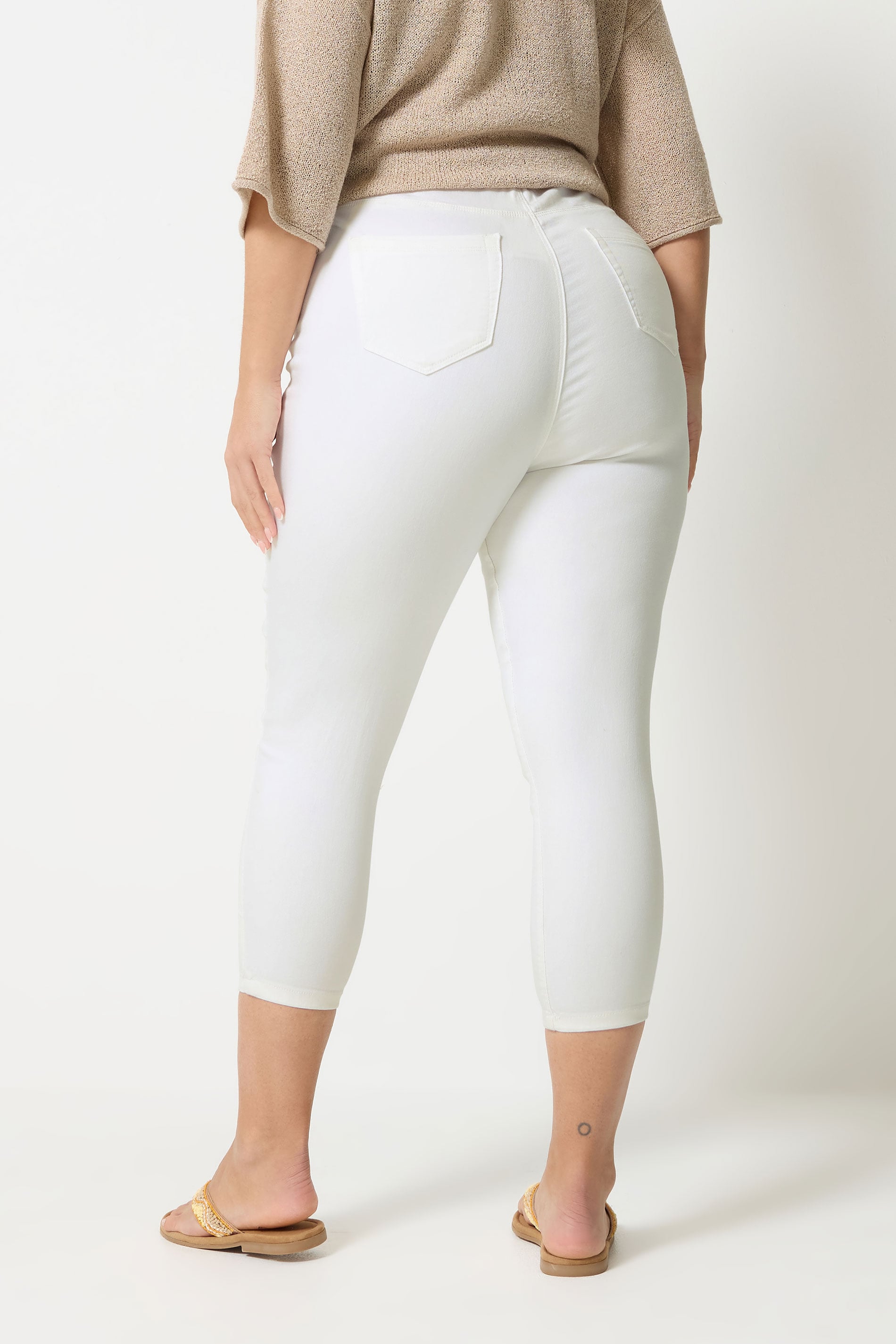 Plus Size White Cropped JENNY Jeggings | Yours Clothing  2