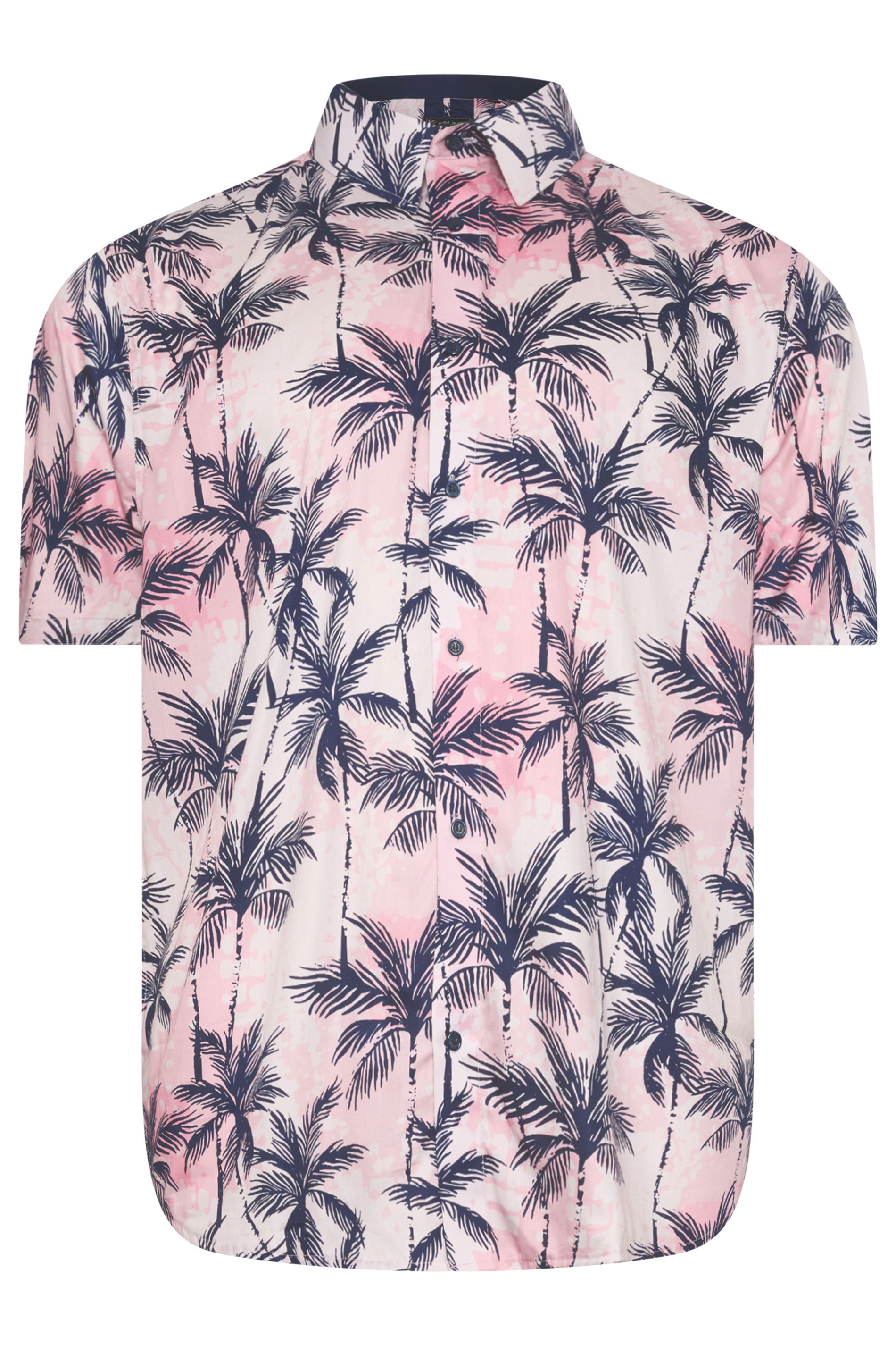 KAM Big & Tall Pink Palm Print Shirt | BadRhino 2