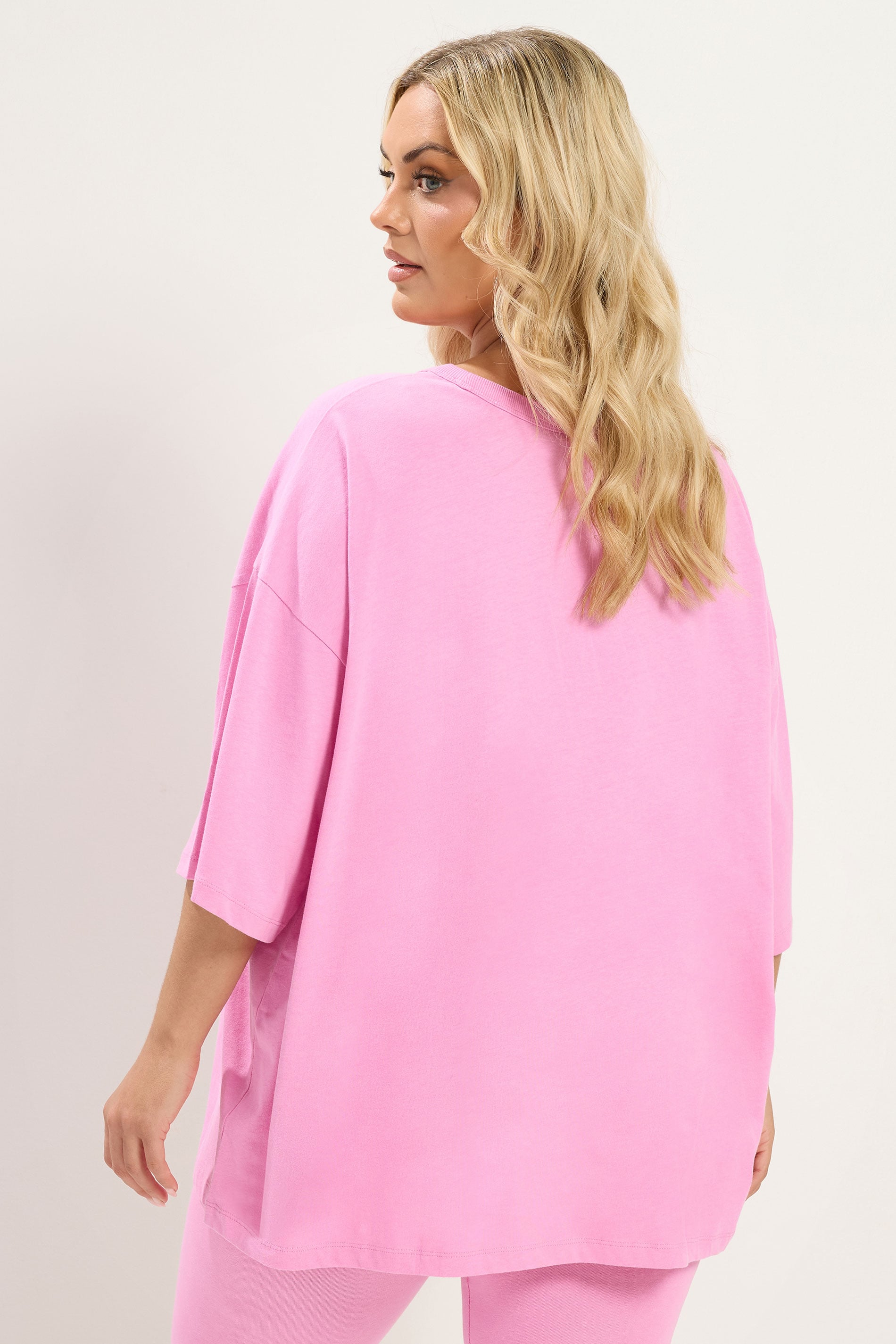 YOURS Plus Size Pink Oversized Boxy T-Shirt | Yours Clothing 4