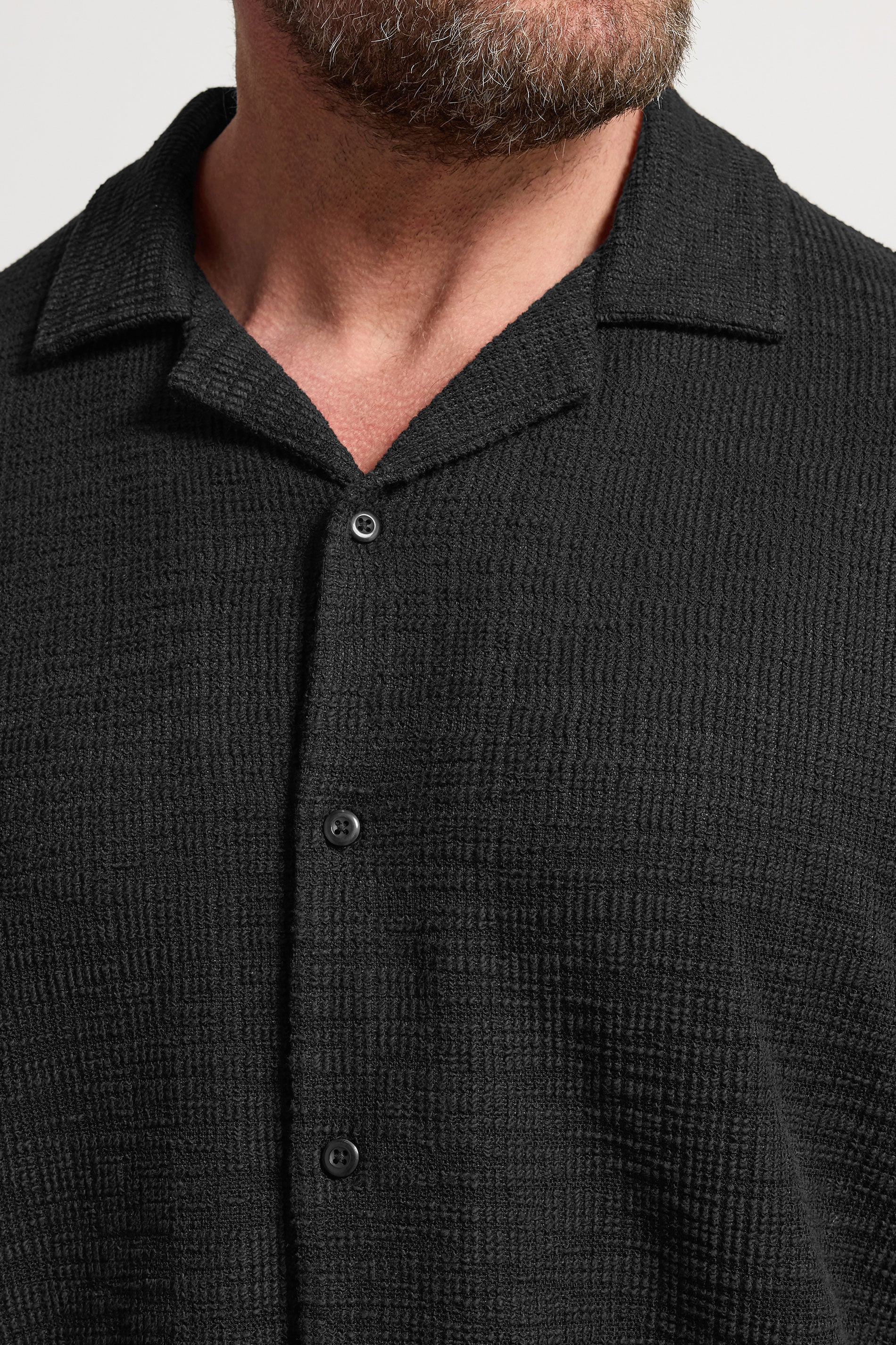 BadRhino Big & Tall Black Textured Revere Shirt | BadRhino 5
