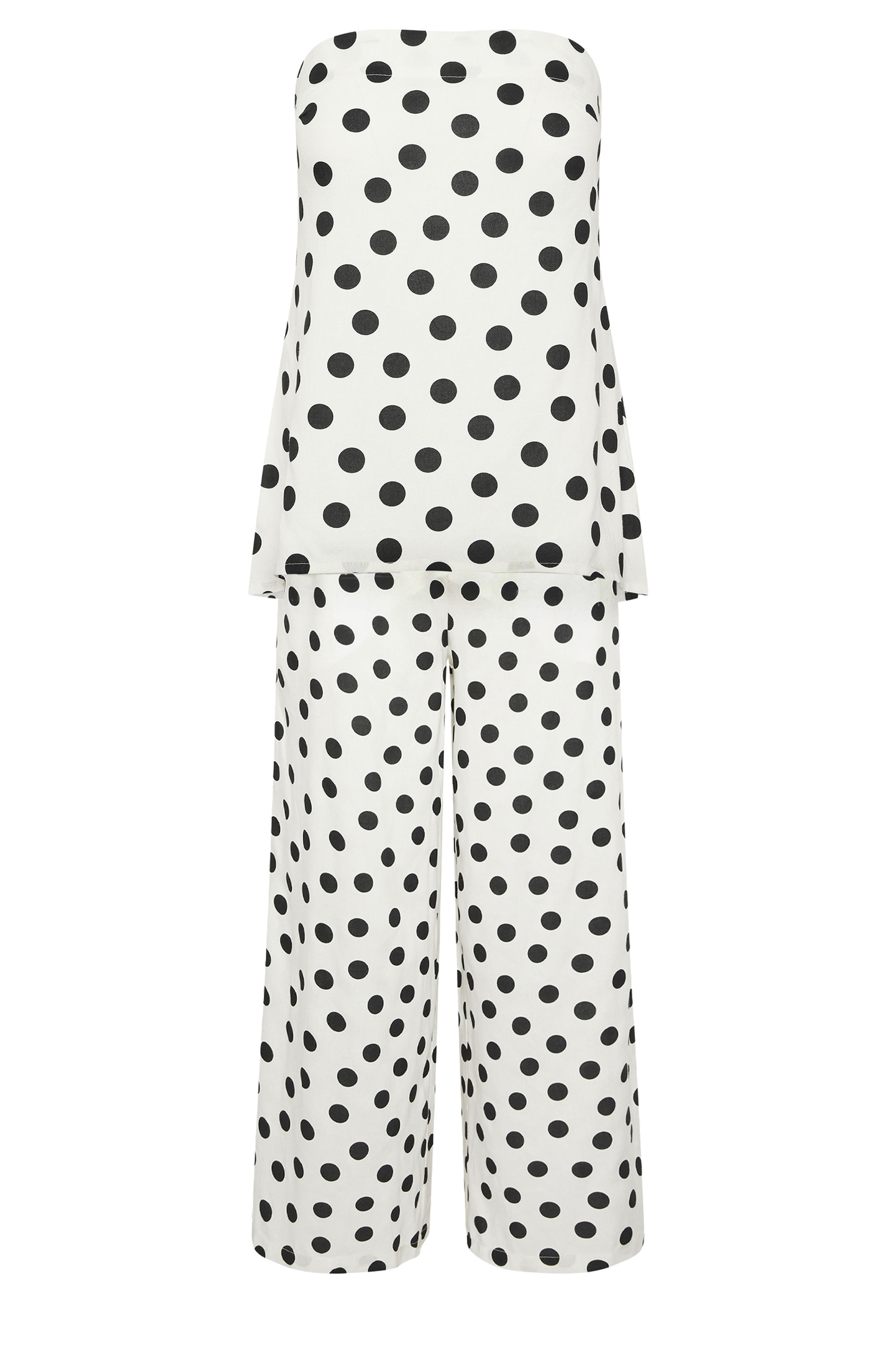 PixieGirl Petite Women's Set White Polka Dot Bandeau Top & Wide Leg Trousers | PixieGirl 8