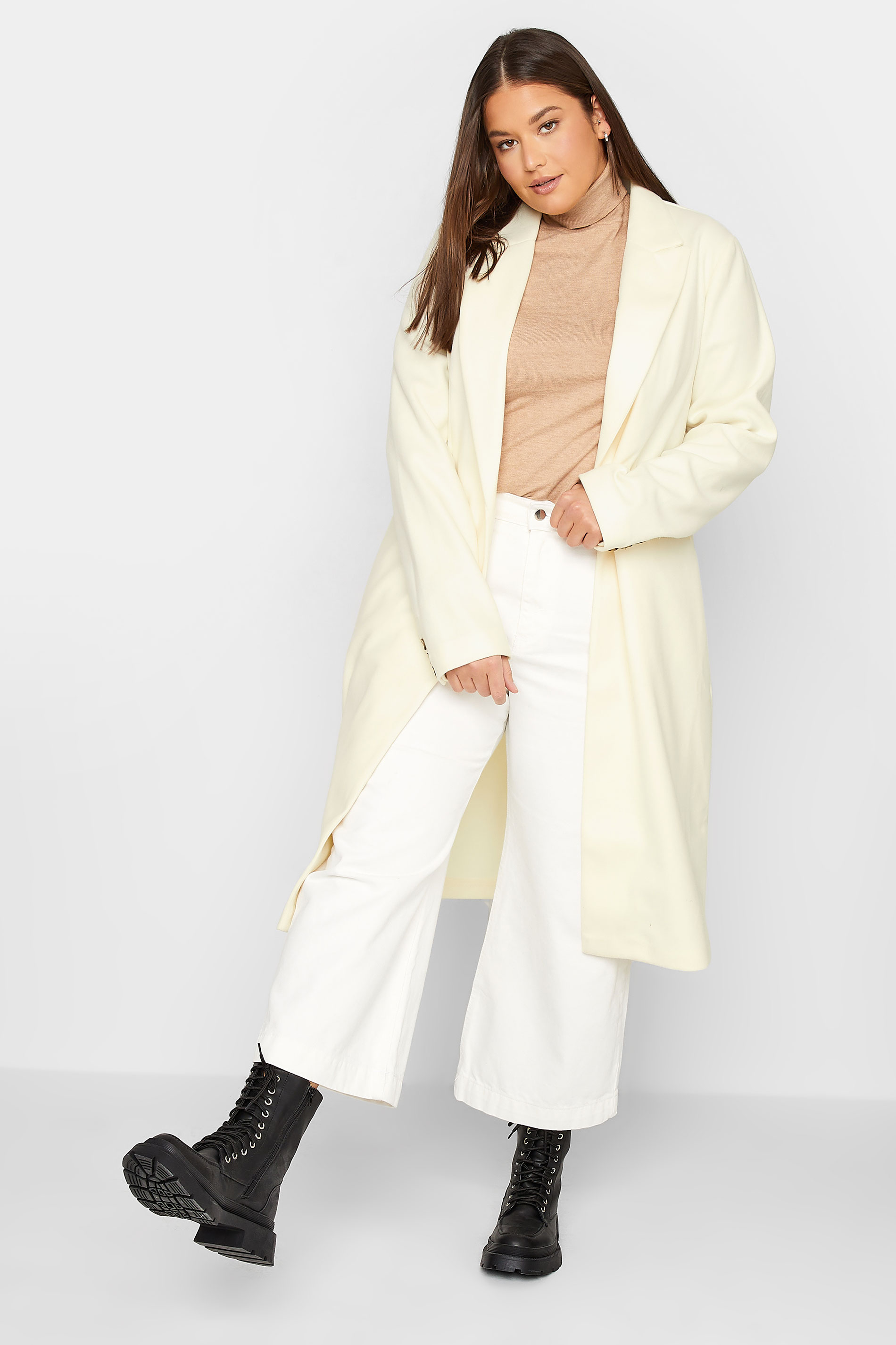 LTS Tall Women's Ivory White Midi Formal Coat | Long Tall Sally 2