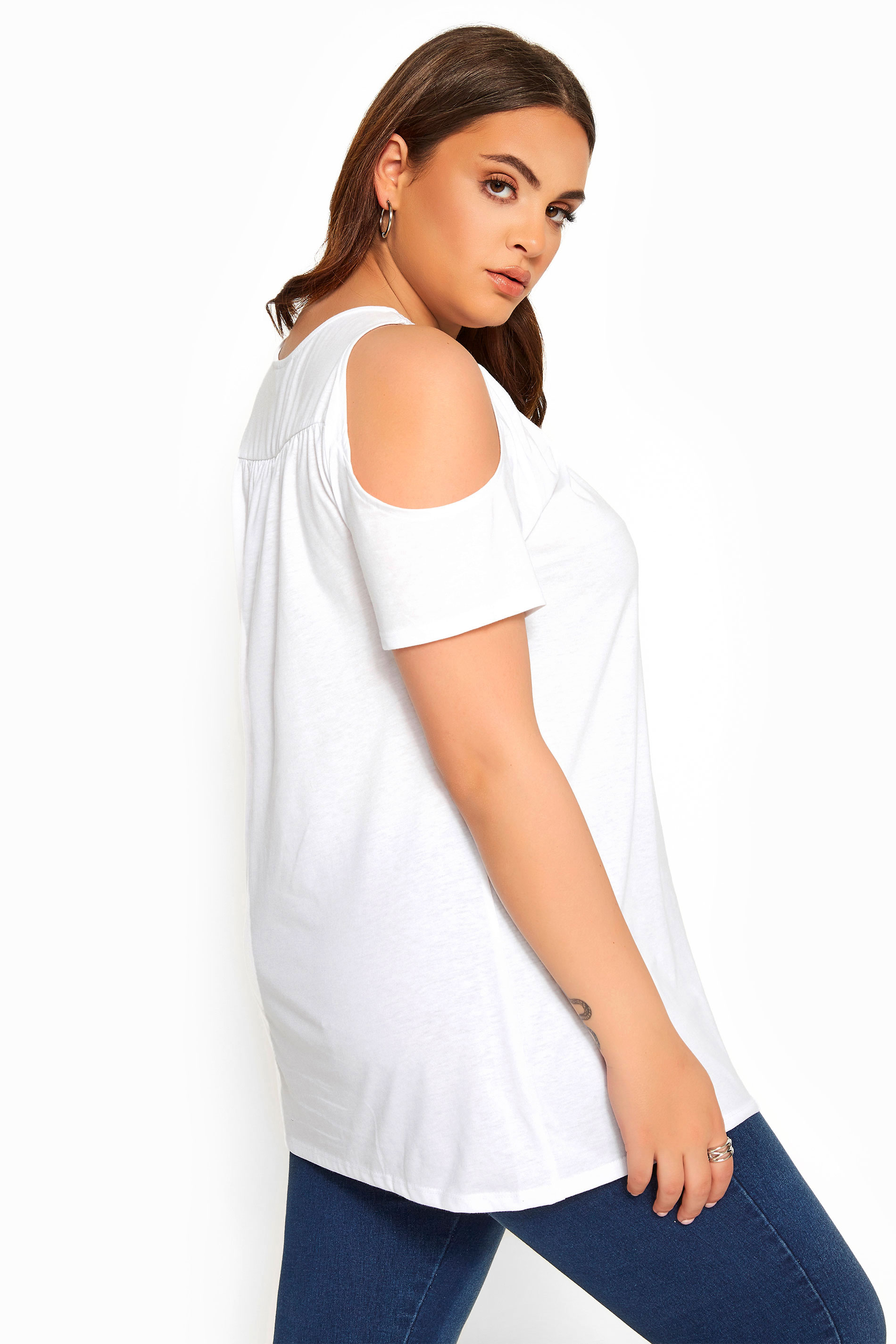 White Cold Shoulder Top Plus Sizes 16 To 36 Yours Clothing