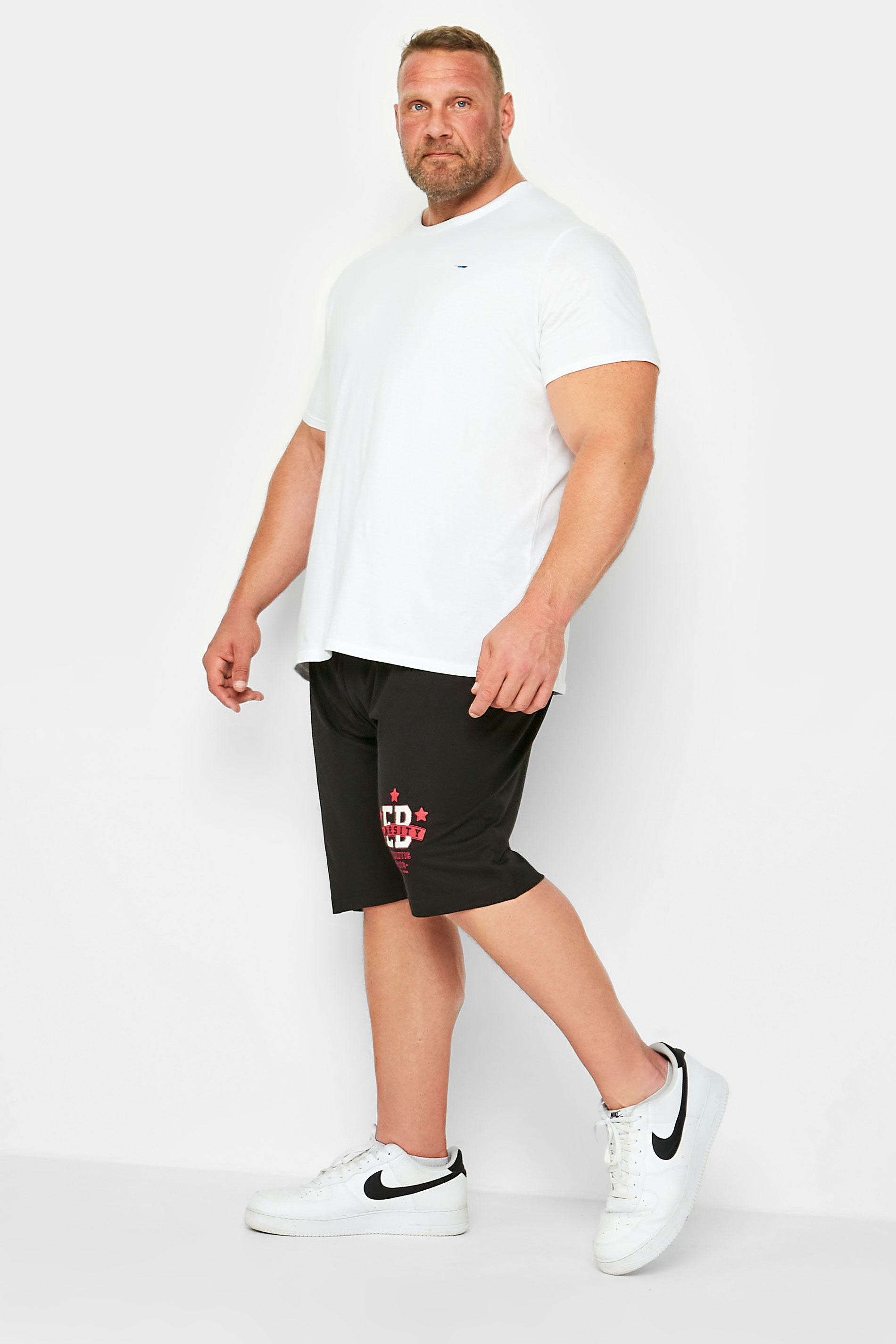 ED BAXTER Big & Tall Black Varsity Logo Jogger Shorts | BadRhino 2