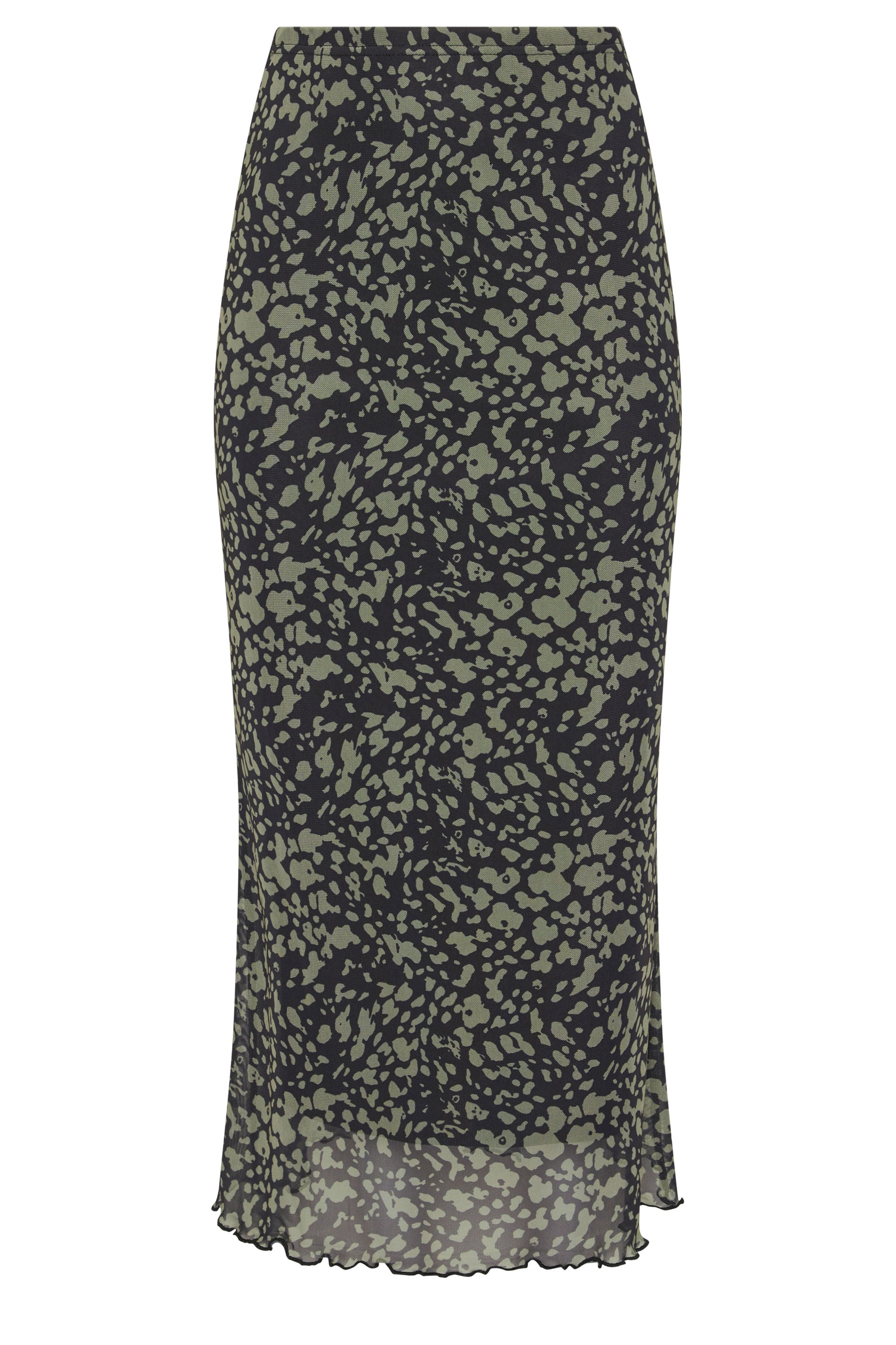 M&Co Khaki Green Abstract Print Mesh Maxi Skirt | M&Co 5