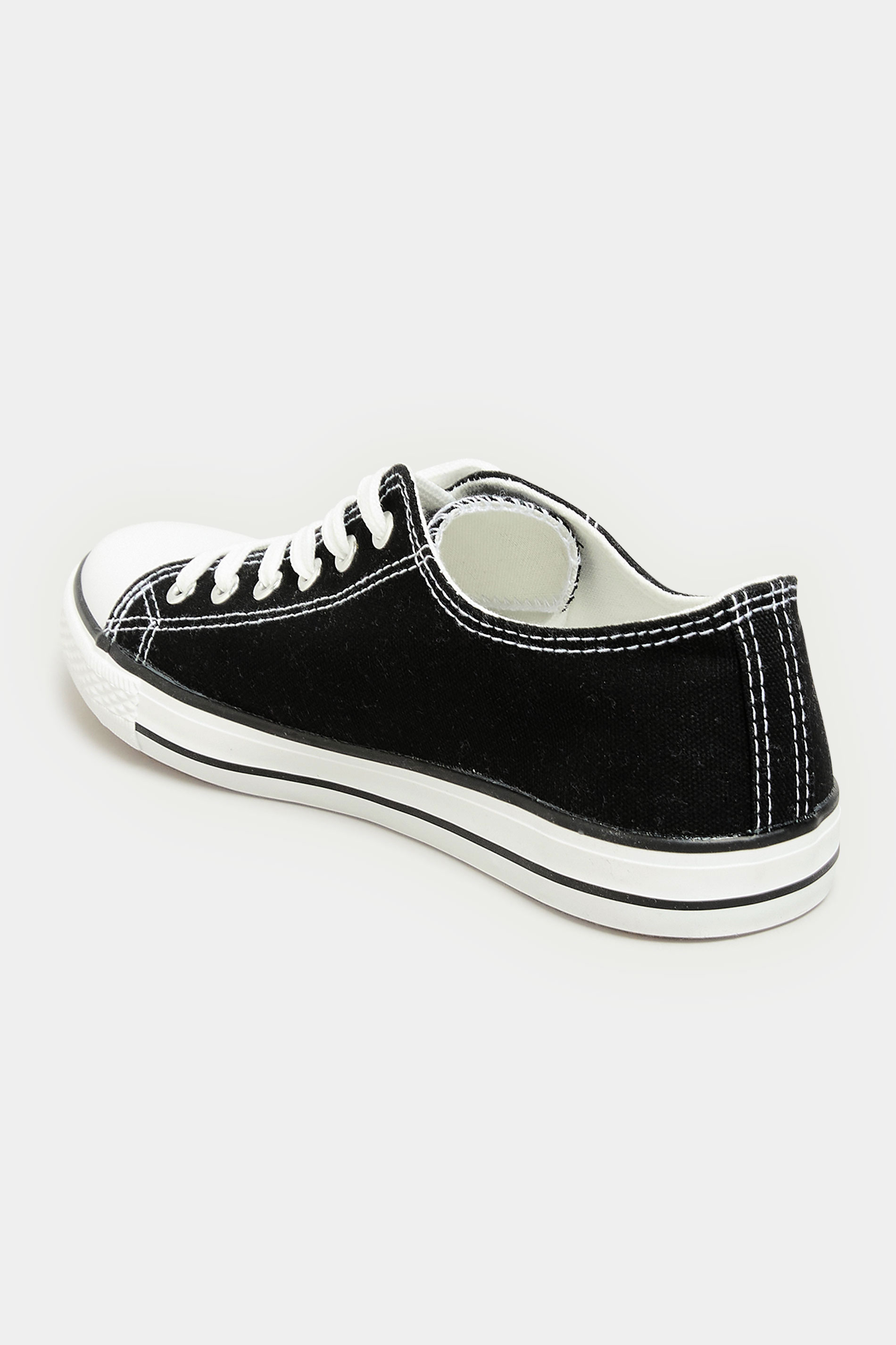 LTS Black Canvas Low Trainers In Standard Fit | Long Tall Sally