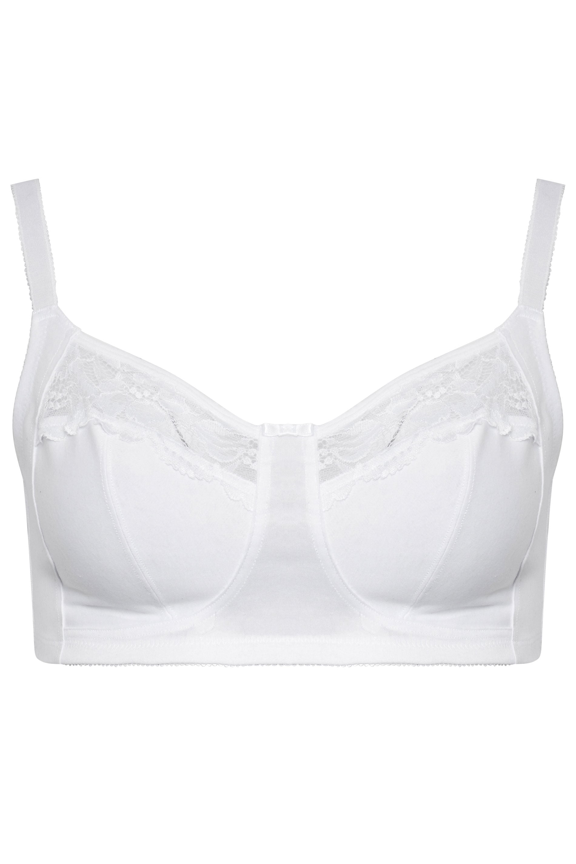 YOURSET 2 PACK Plus Size White Lace Trim Bra | Yours Clothing 1