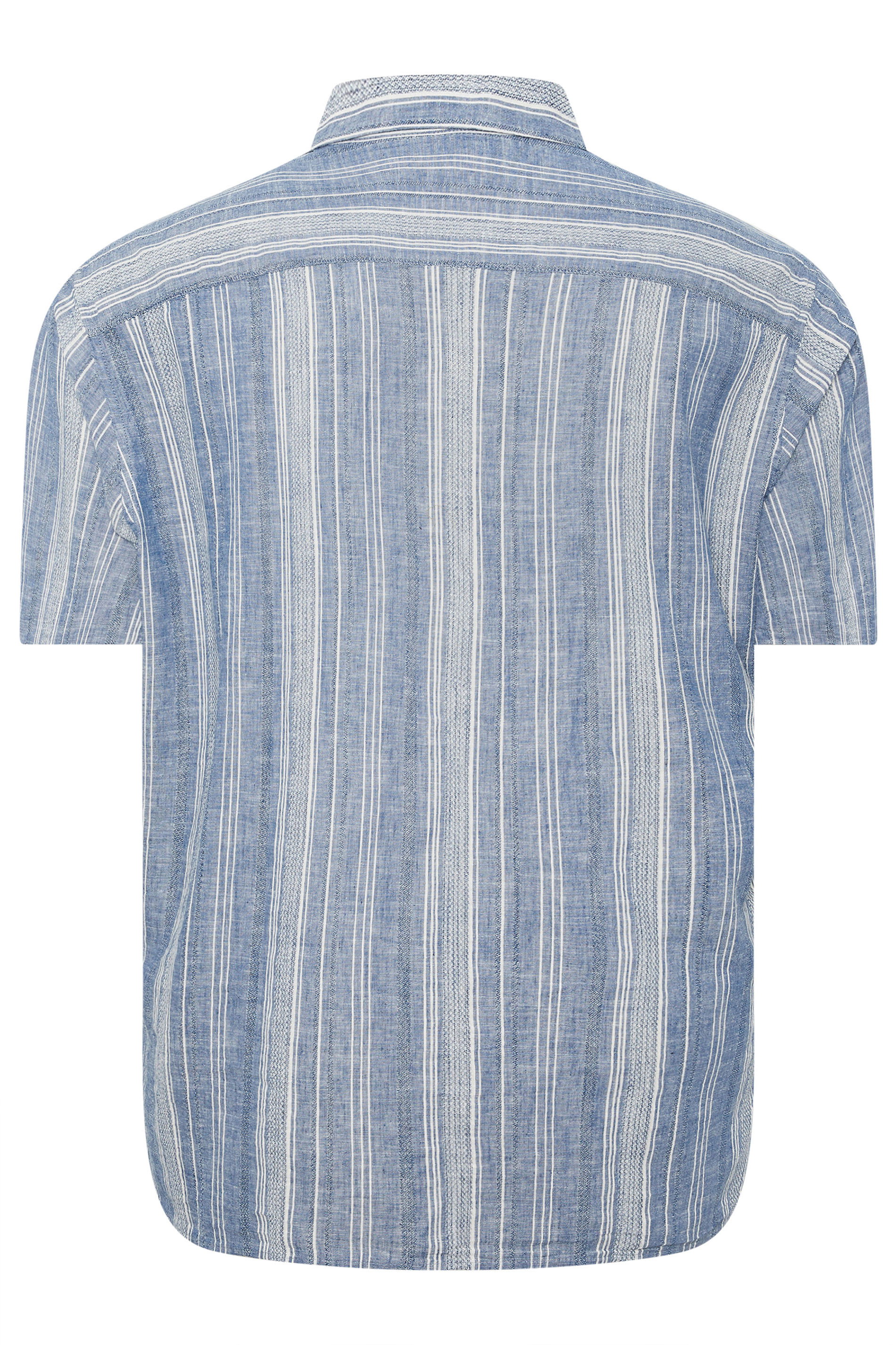 JACK & JONES Big & Tall Navy Blue Linen Blend Resort Shirt | BadRhino 4