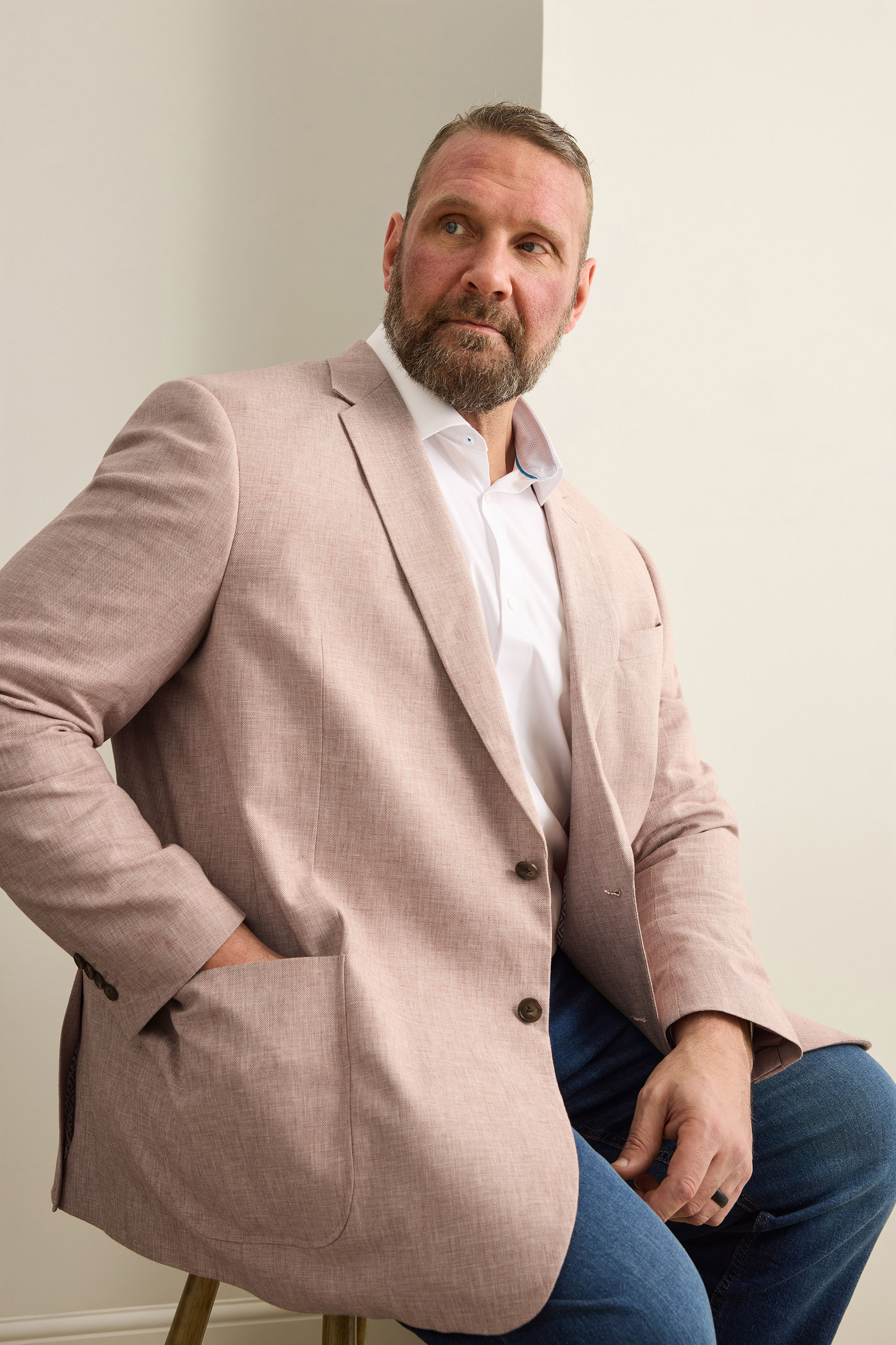BadRhino Tailoring Big & Tall Rust Orange Linen Blazer | BadRhino 3