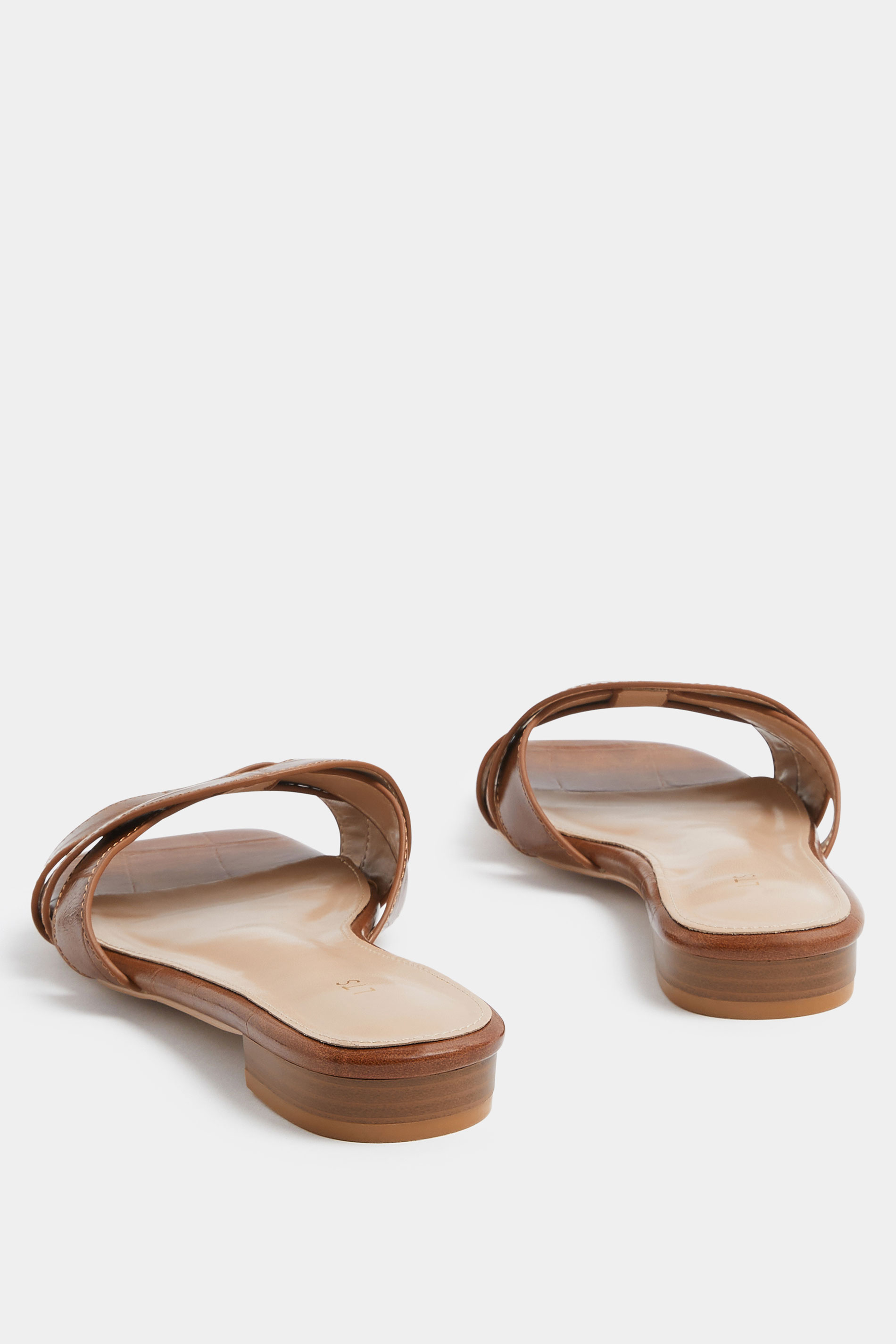 LTS Brown Twisted Block Mule Sandals In Standard Fit | Long Tall Sally 5