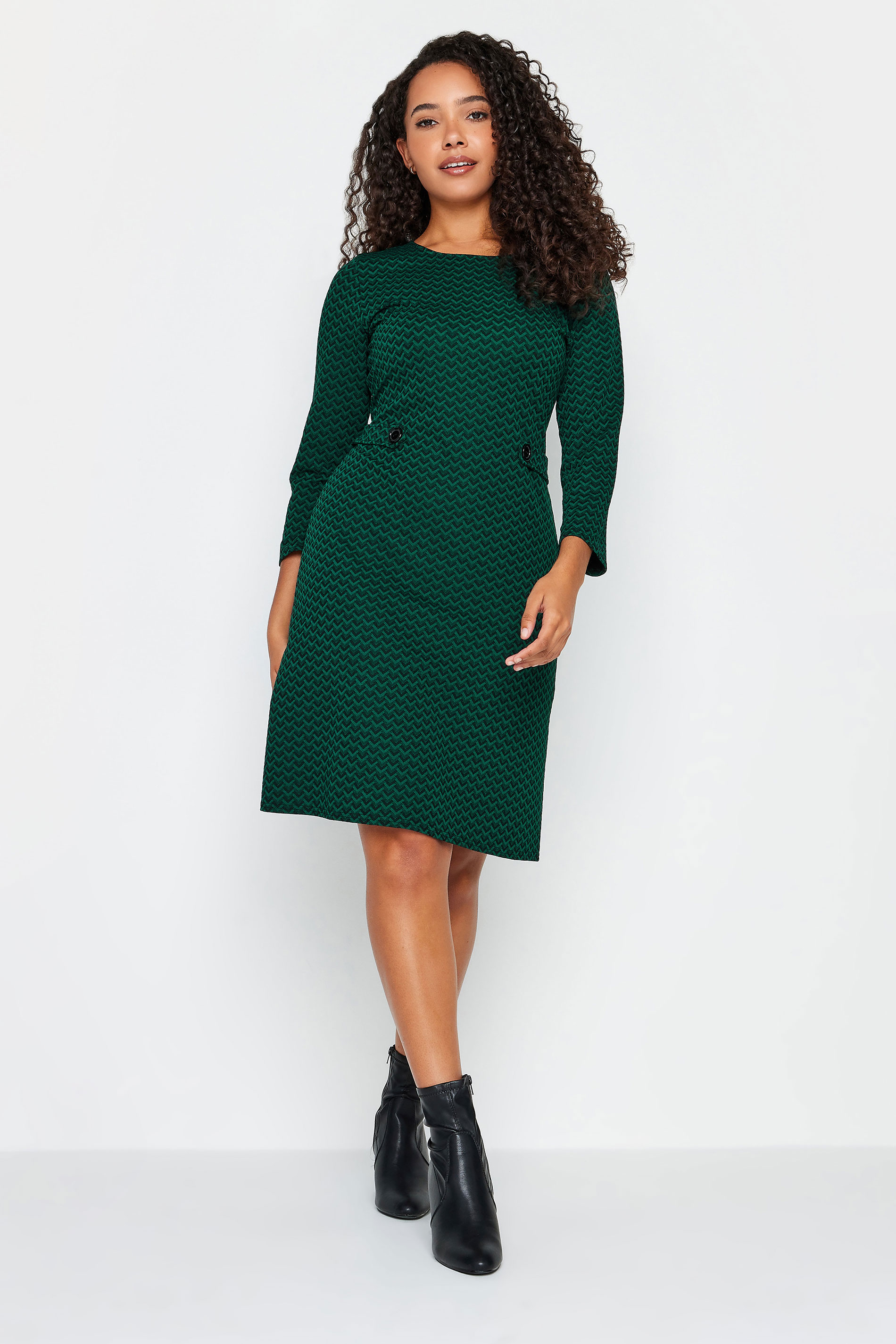 M&Co Green Jacquard Shift Dress | M&Co 1