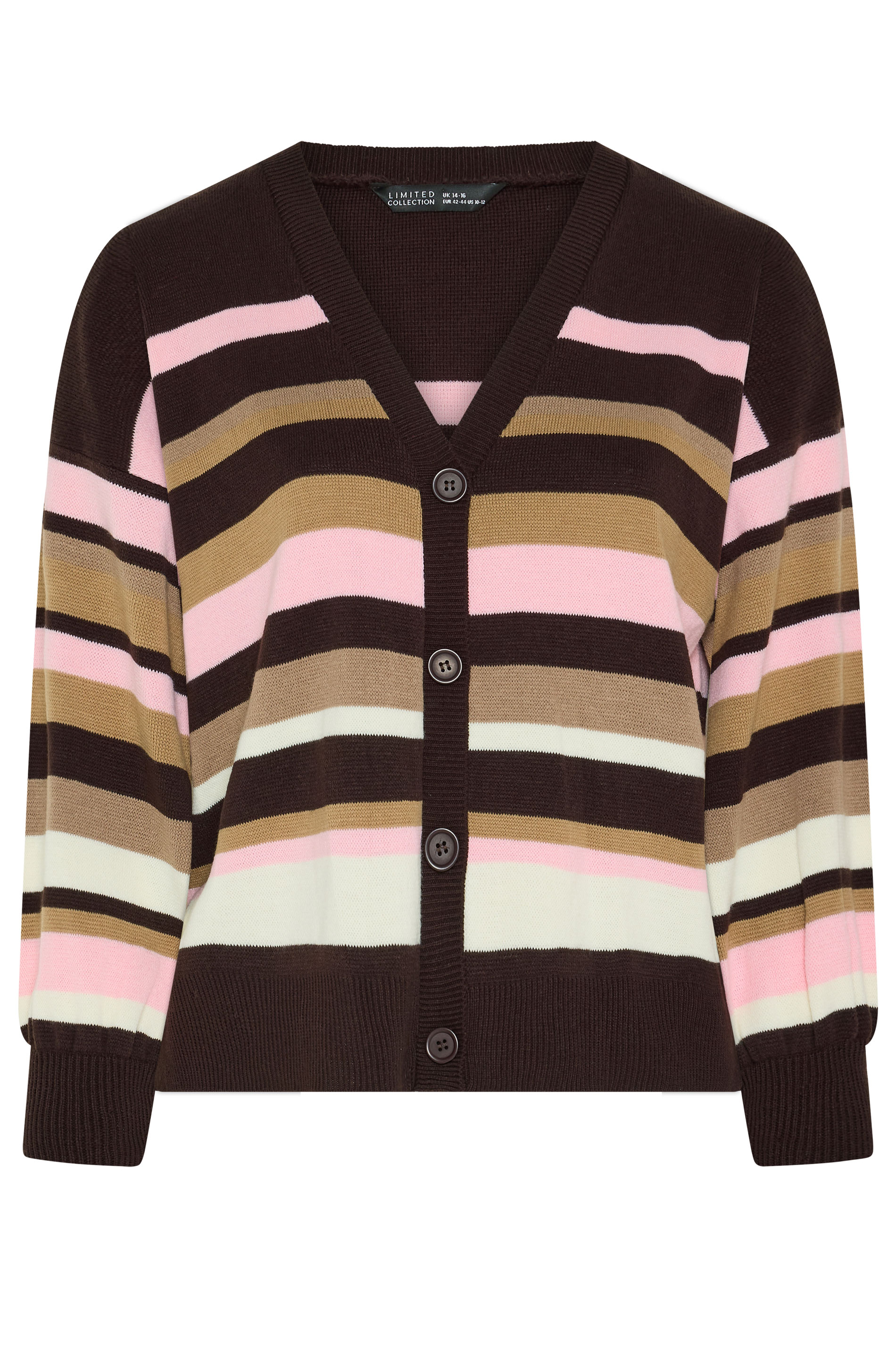 LIMITED COLLECTION Plus Size Chocolate Brown Stripe Cardigan | Yours Clothing 1
