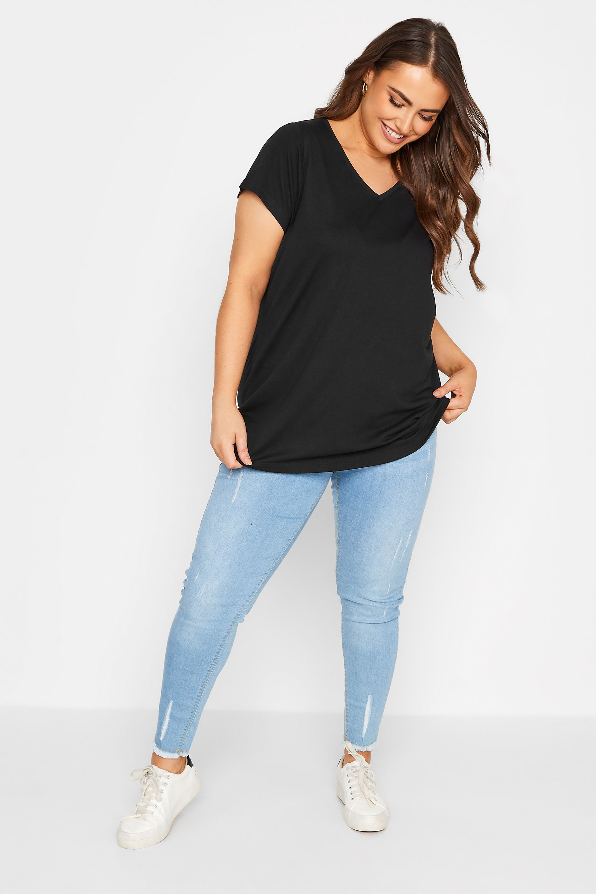 YOURS Plus Size Black Essential T-Shirt | Yours Clothing 2
