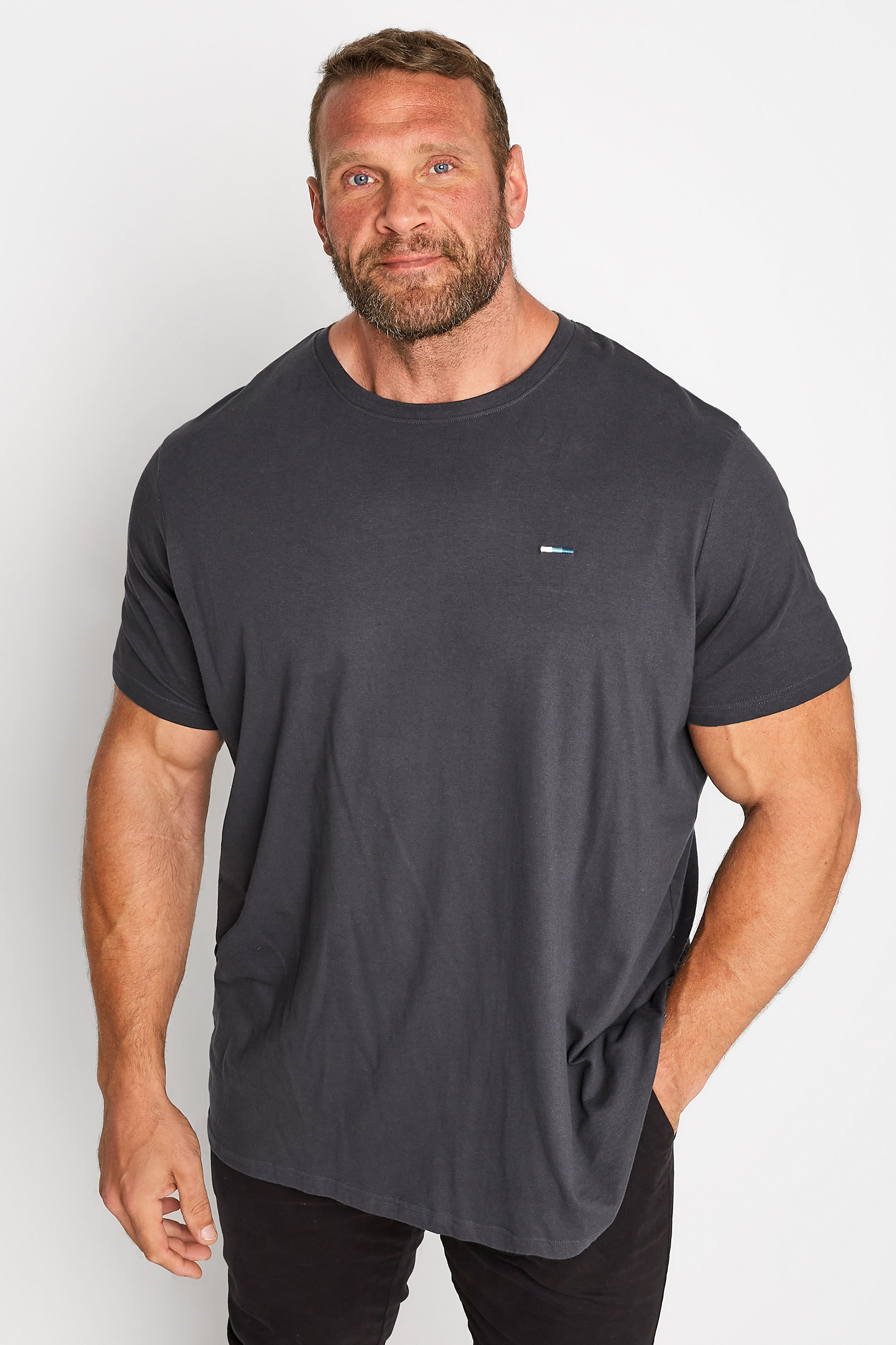 BadRhino Big & Tall Dark Grey Plain T-Shirt 1