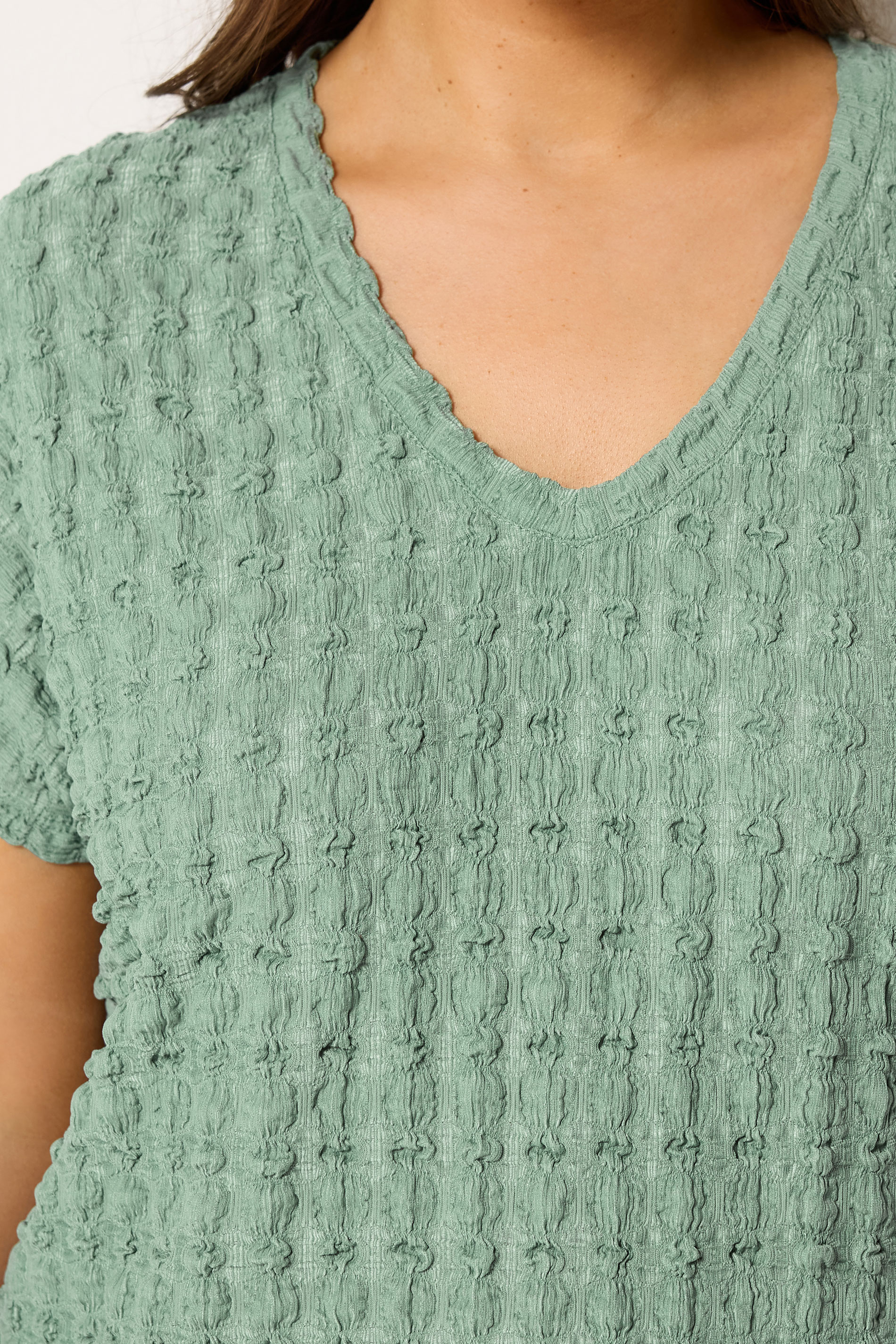 YOURS Plus Size Sage Green Bubble Textured T-Shirt | Yours Clothing 4