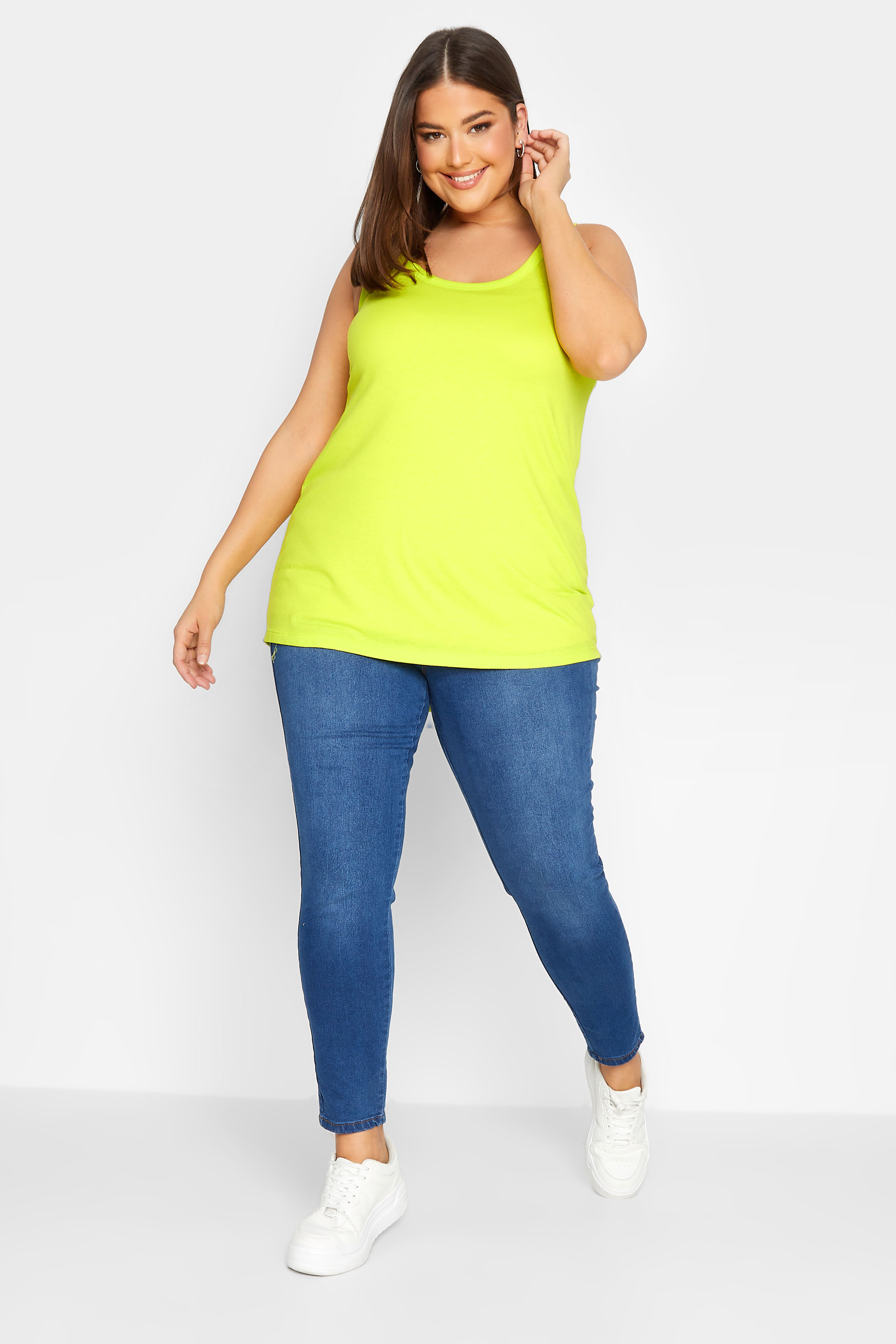 Plus Size Neon Yellow Vest Top | Yours Clothing 2