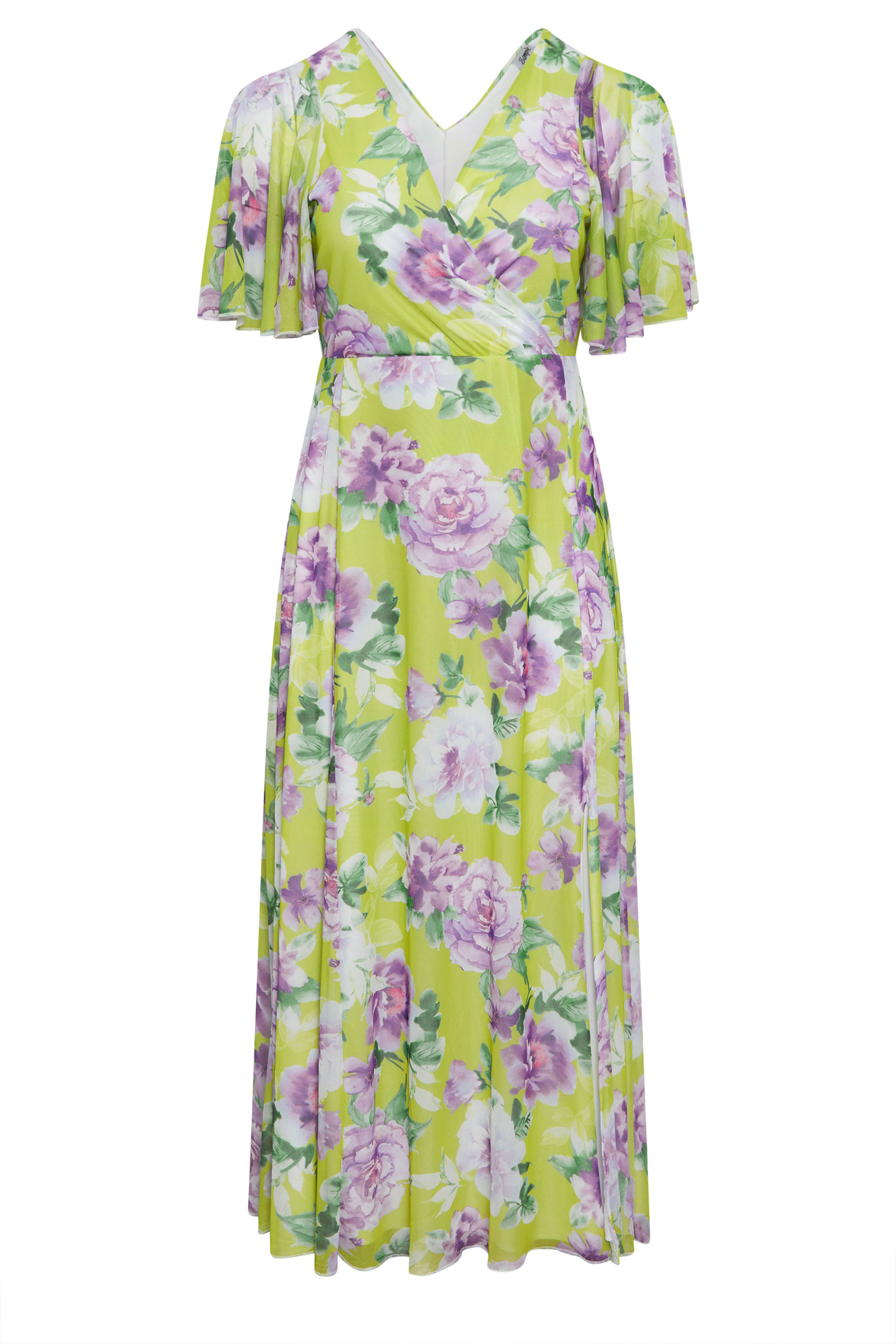 YOURS LONDON Plus Size Green Floral Wrap Dress | Yours Clothing 5