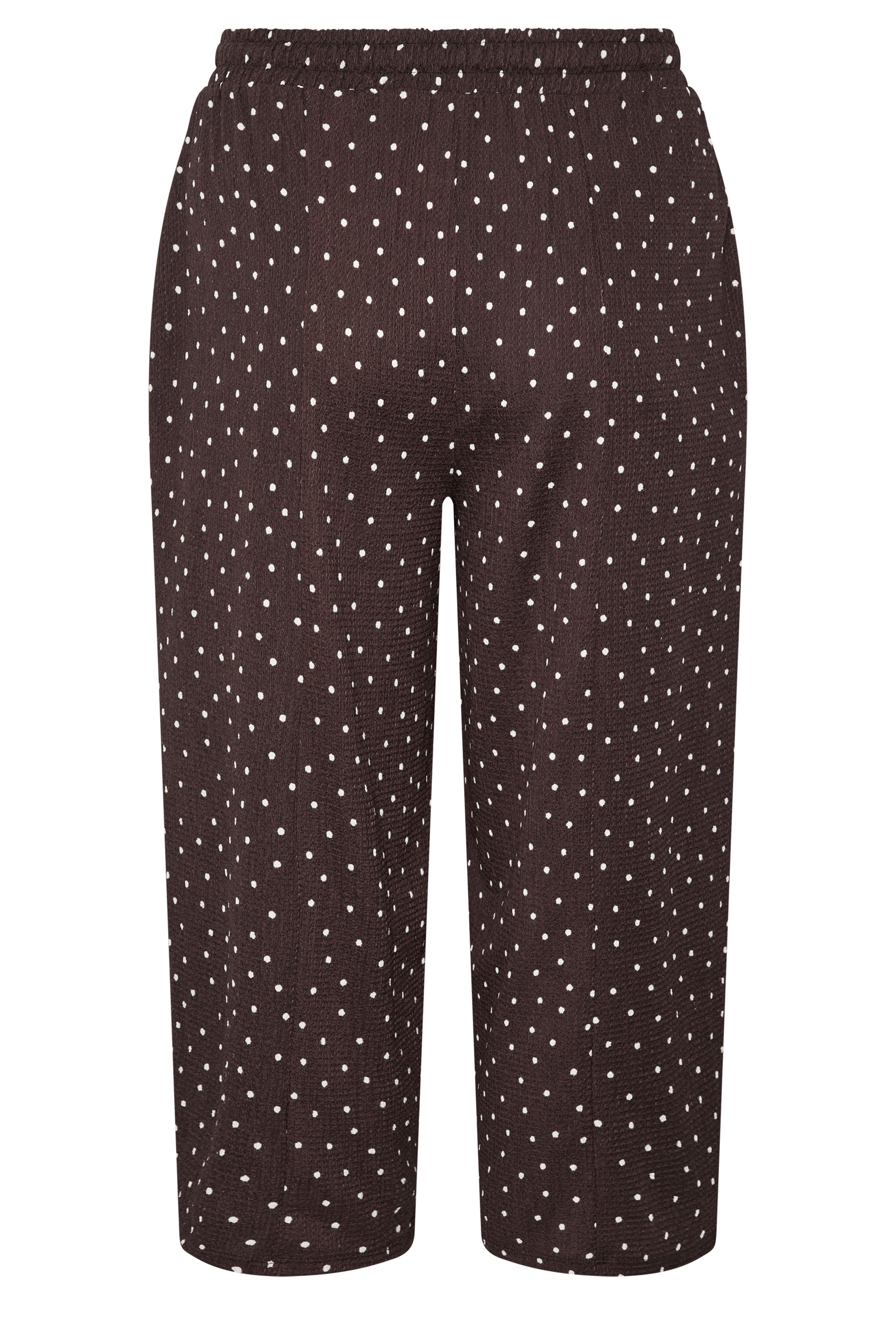YOURS Plus Size Chocolate Brown Polka Dot Barrel Trousers | Yours Clothing 5