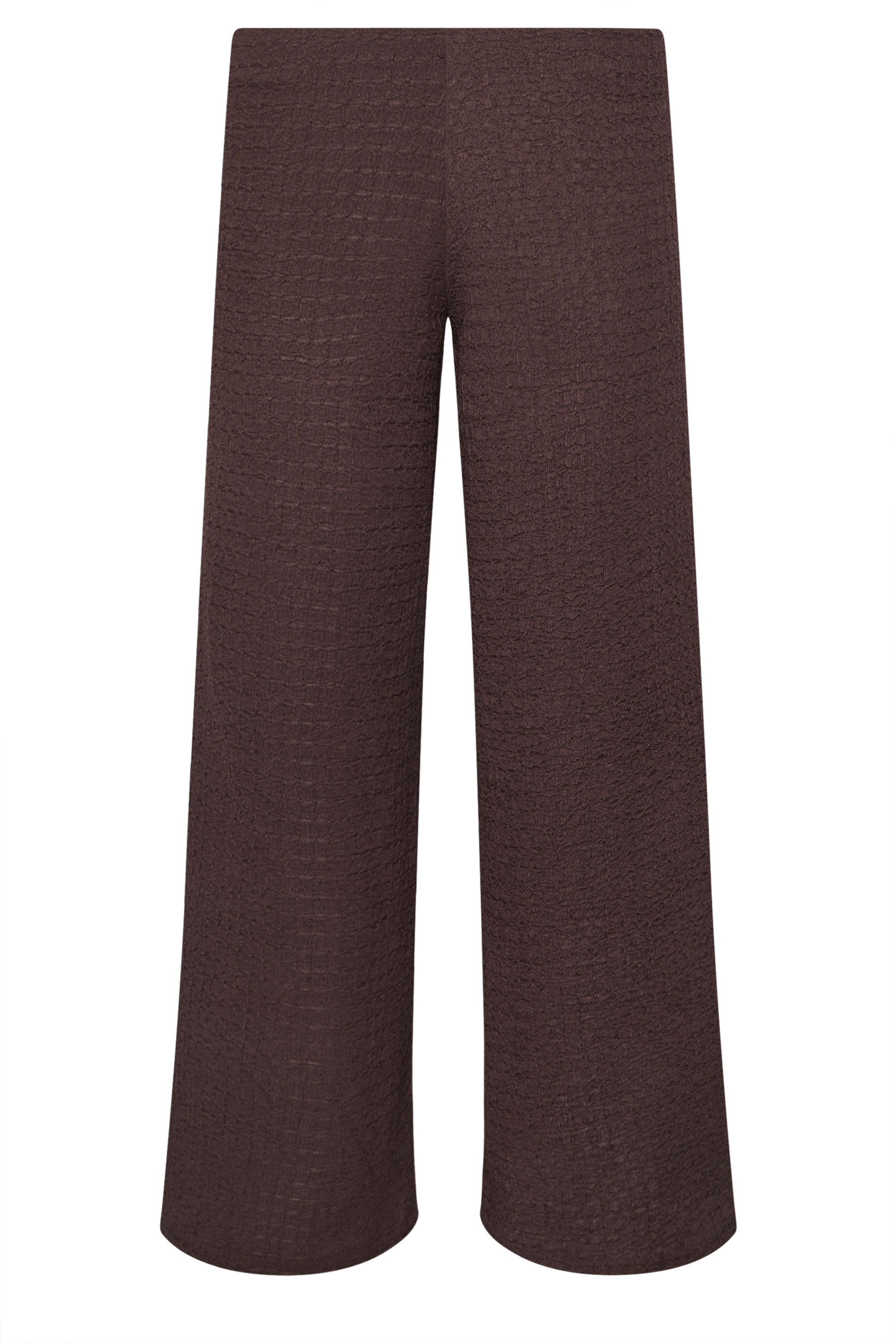 PixieGirl Petite Women's Chocolate Brown Textured Wide Leg Trousers | PixieGirl 5
