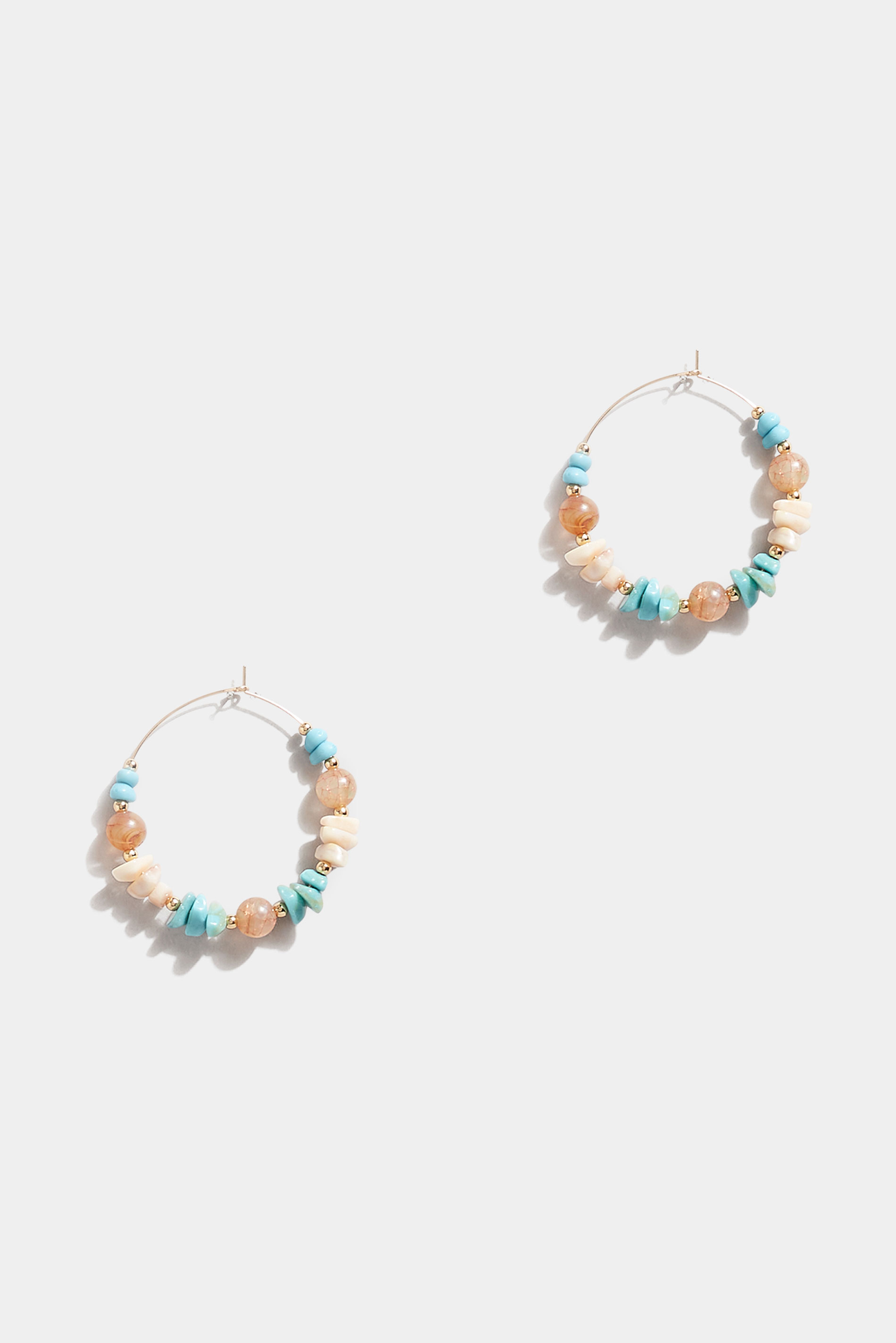 Gold Multi Stone Hoop Earrings | Yours Clothing 1