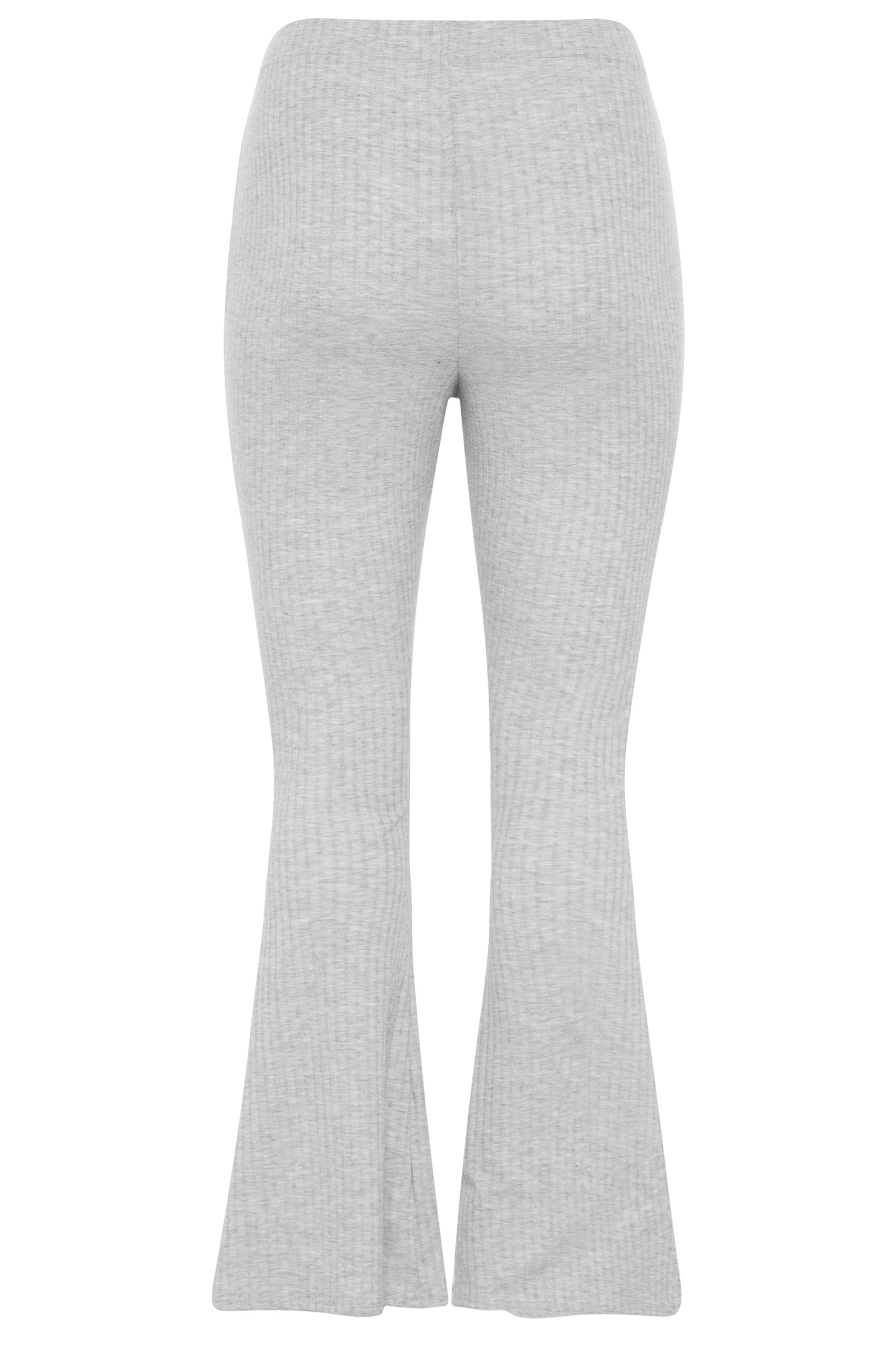 Grey Ribbed Flare Leggings | Yours Clothing