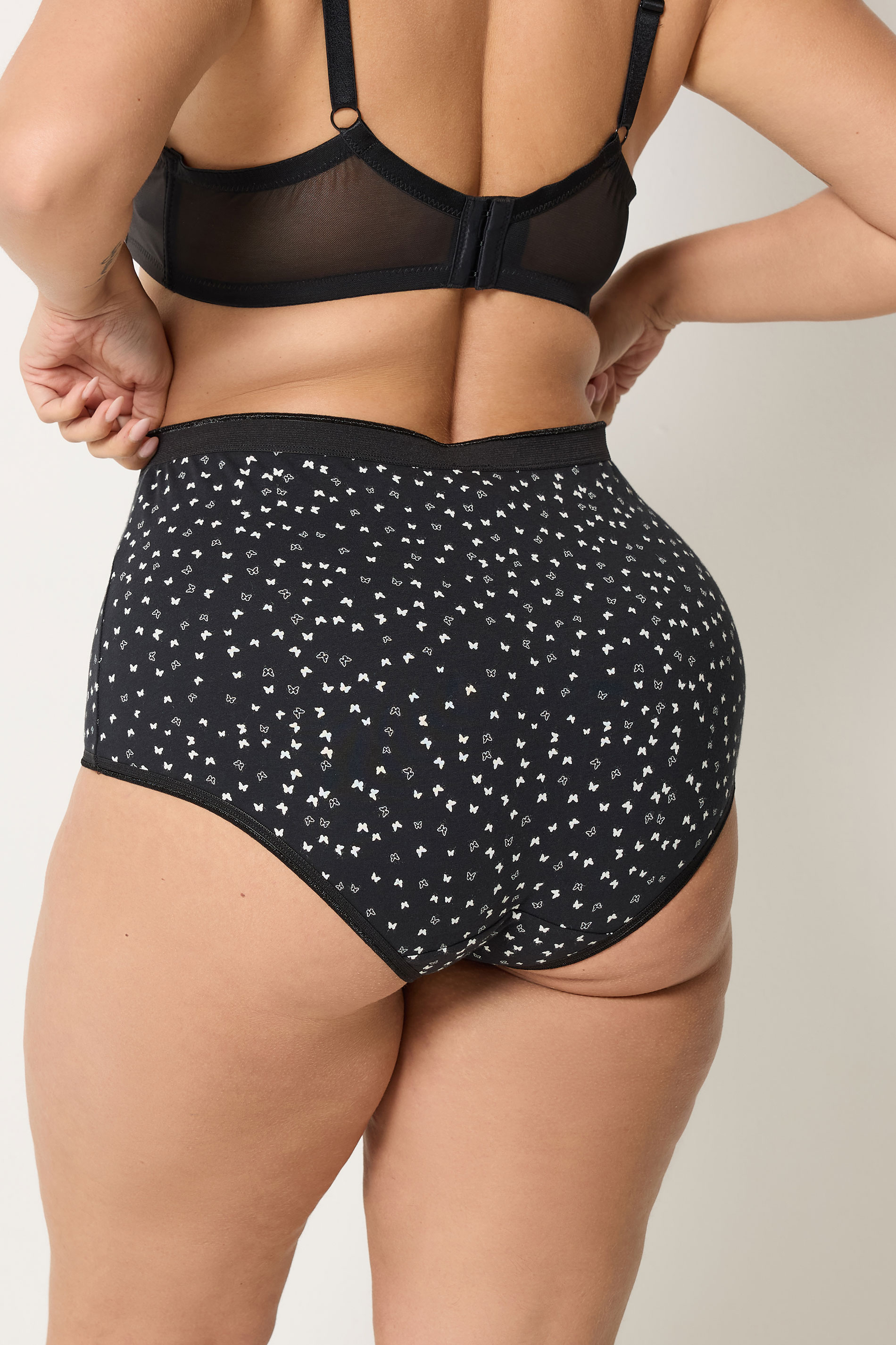 YOURSET 5 PACK Plus Size Black Ditsy Butterfly High Waisted Full Briefs | Yours Clothing 4