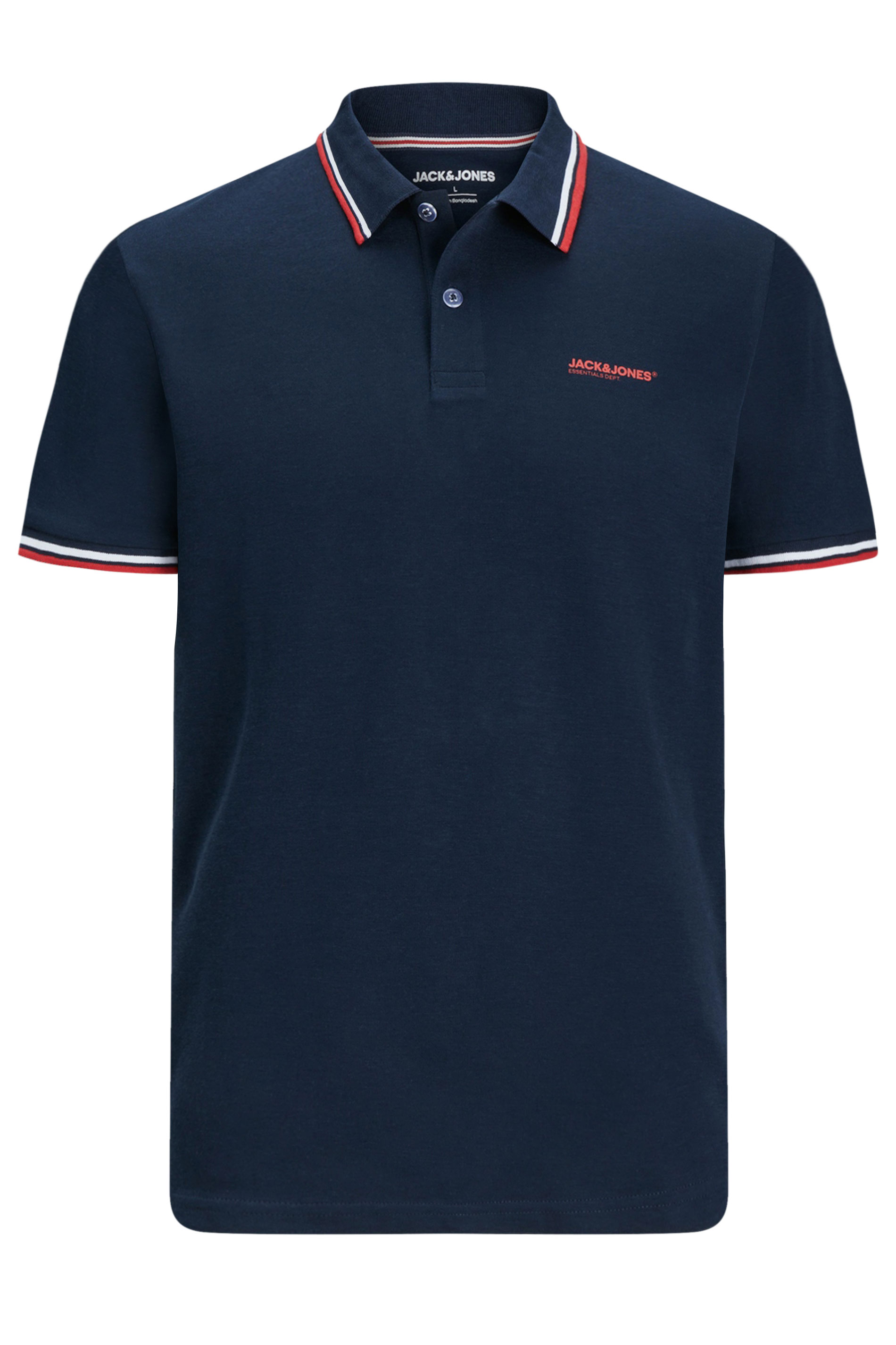 JACK & JONES Big & Tall Navy Blue Short Sleeve Logo Polo Shirt | BadRhino 2