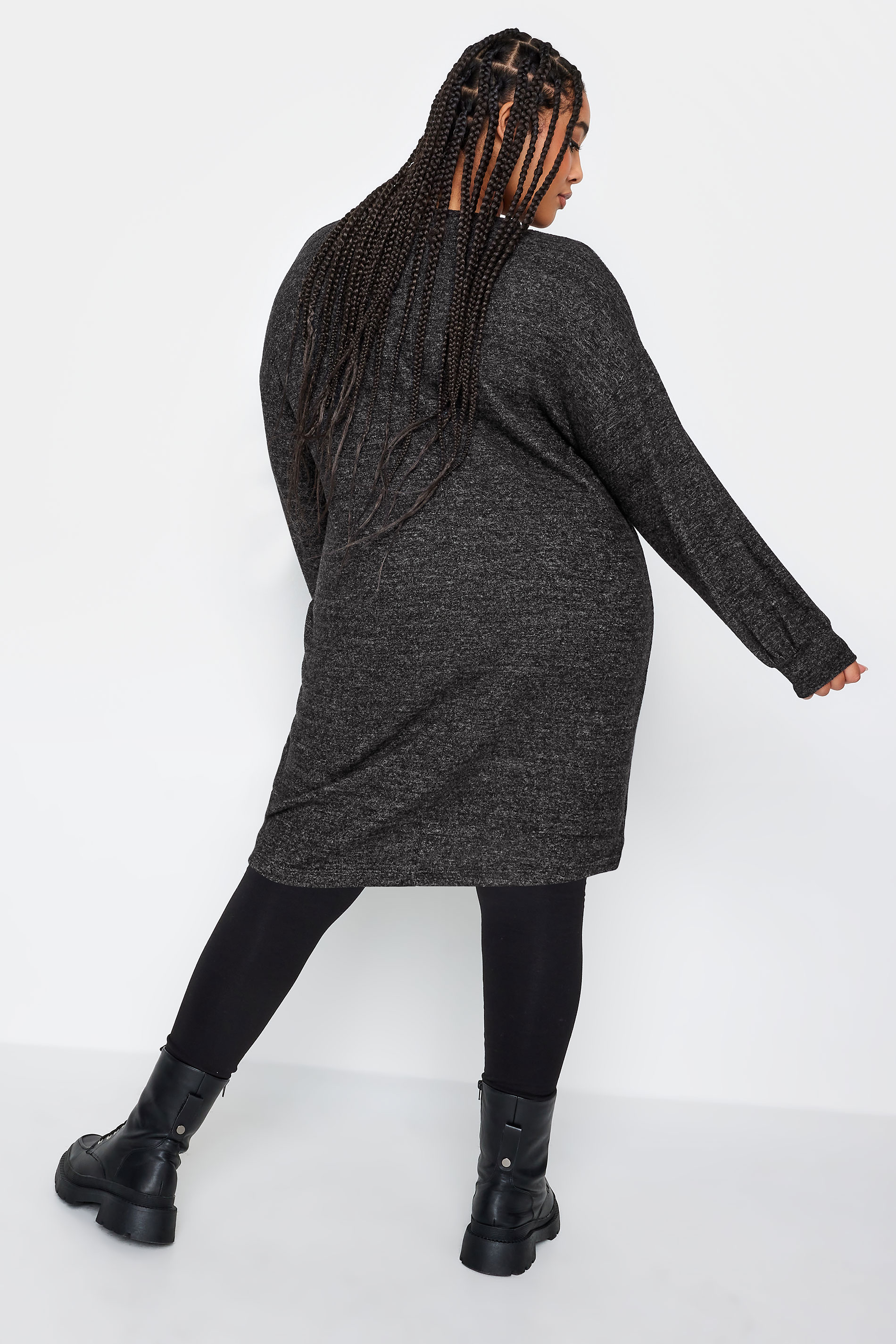 YOURS Plus Size Dark Grey Soft Touch Midi Dress | Yours Clothing 3