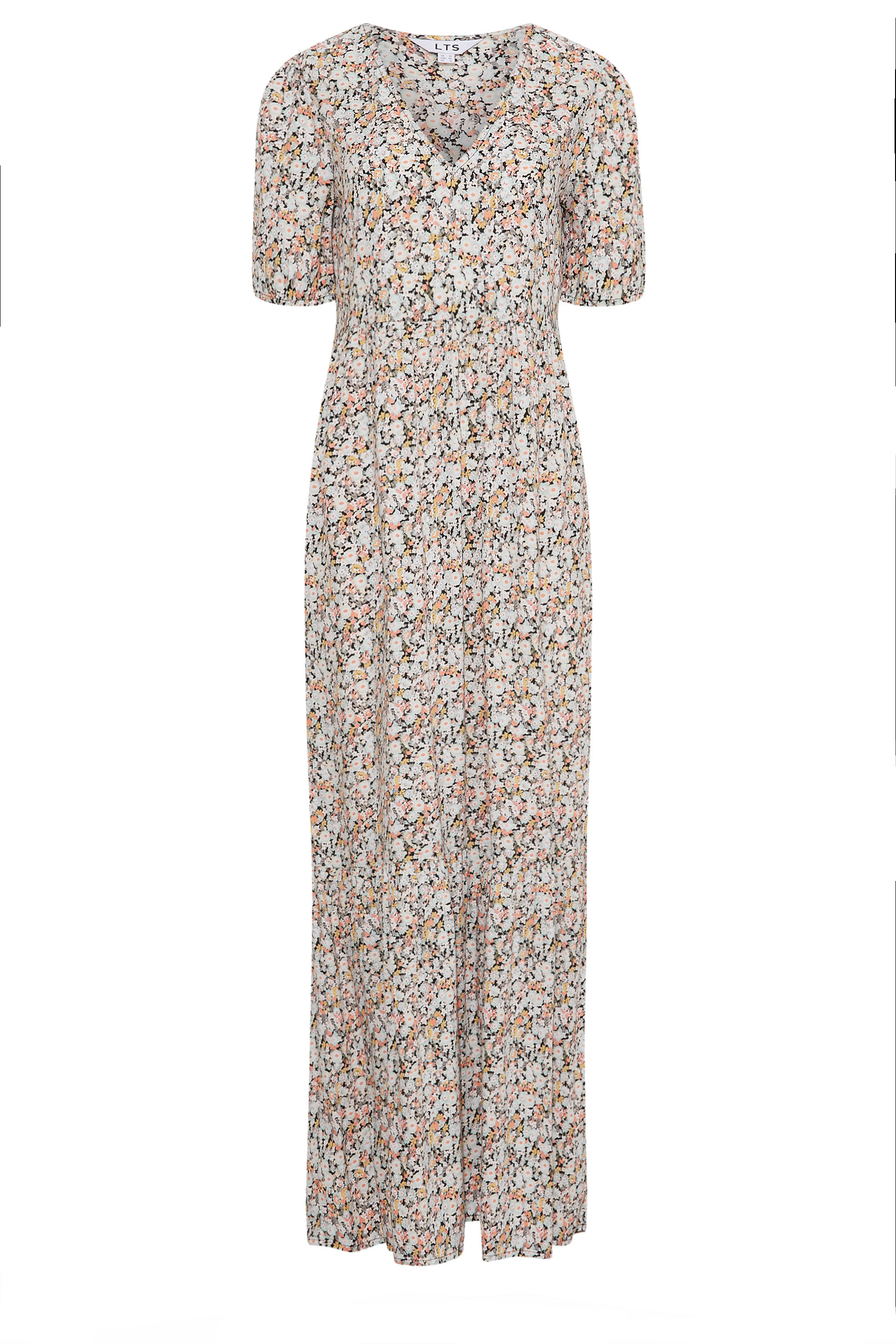 Tall Women's LTS Beige Brown Floral Print Tiered Midaxi Dress | Long ...