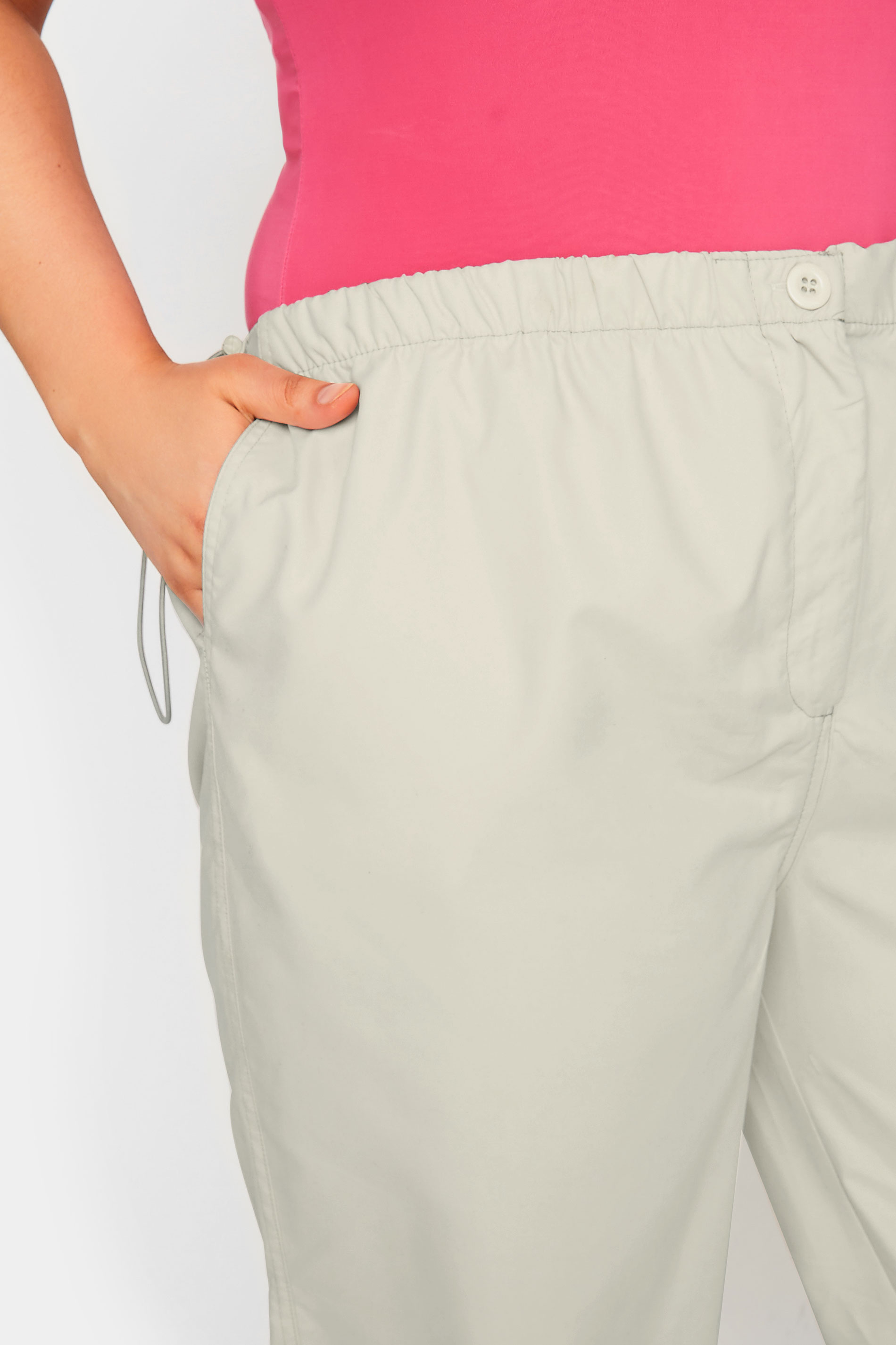 YOURS Curve Plus Size Cream Parachute Trousers | Yours Clothing  3