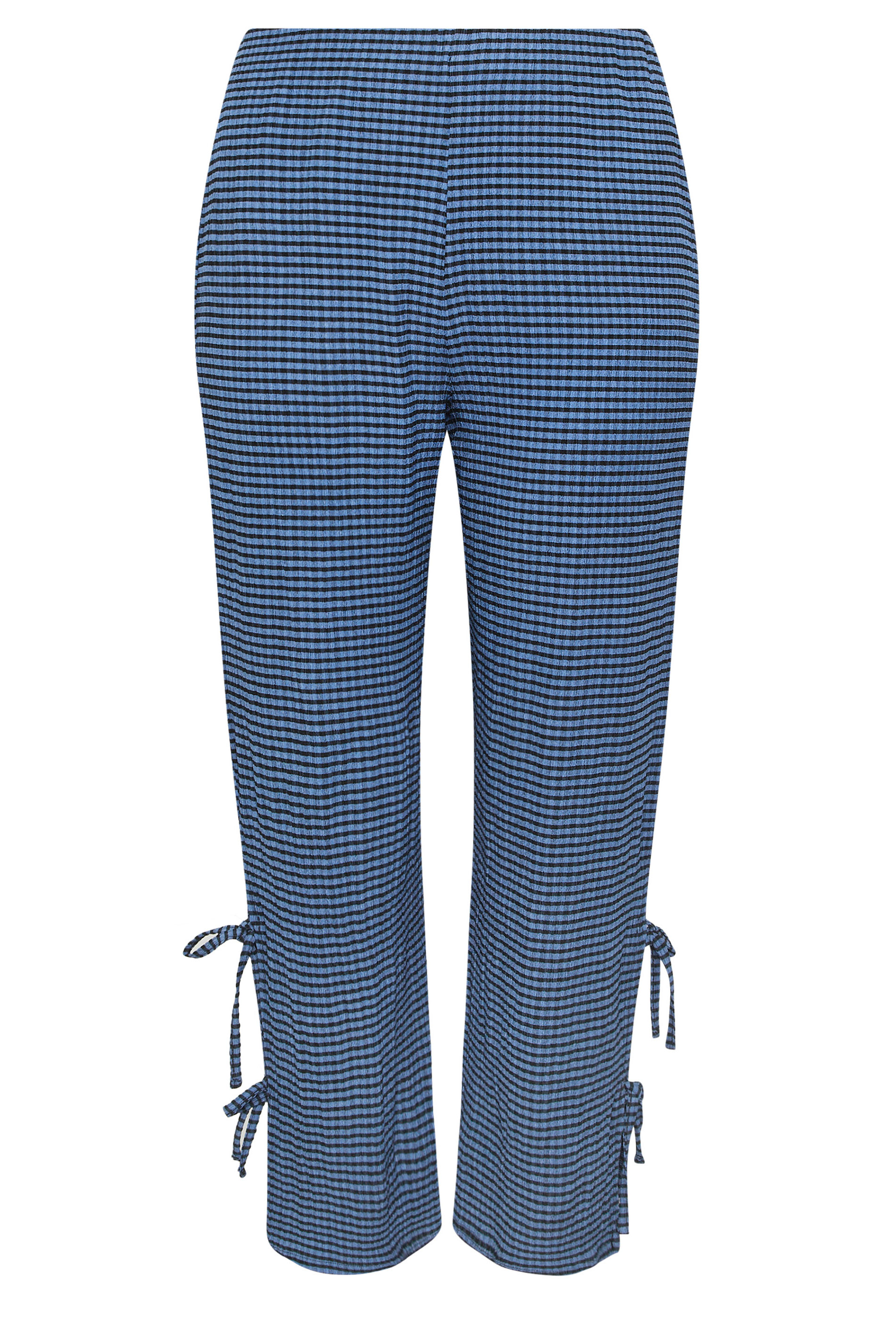 LIMITED COLLECTION Curve Blue Gingham Tie Side Trousers | Yours Clothing 6