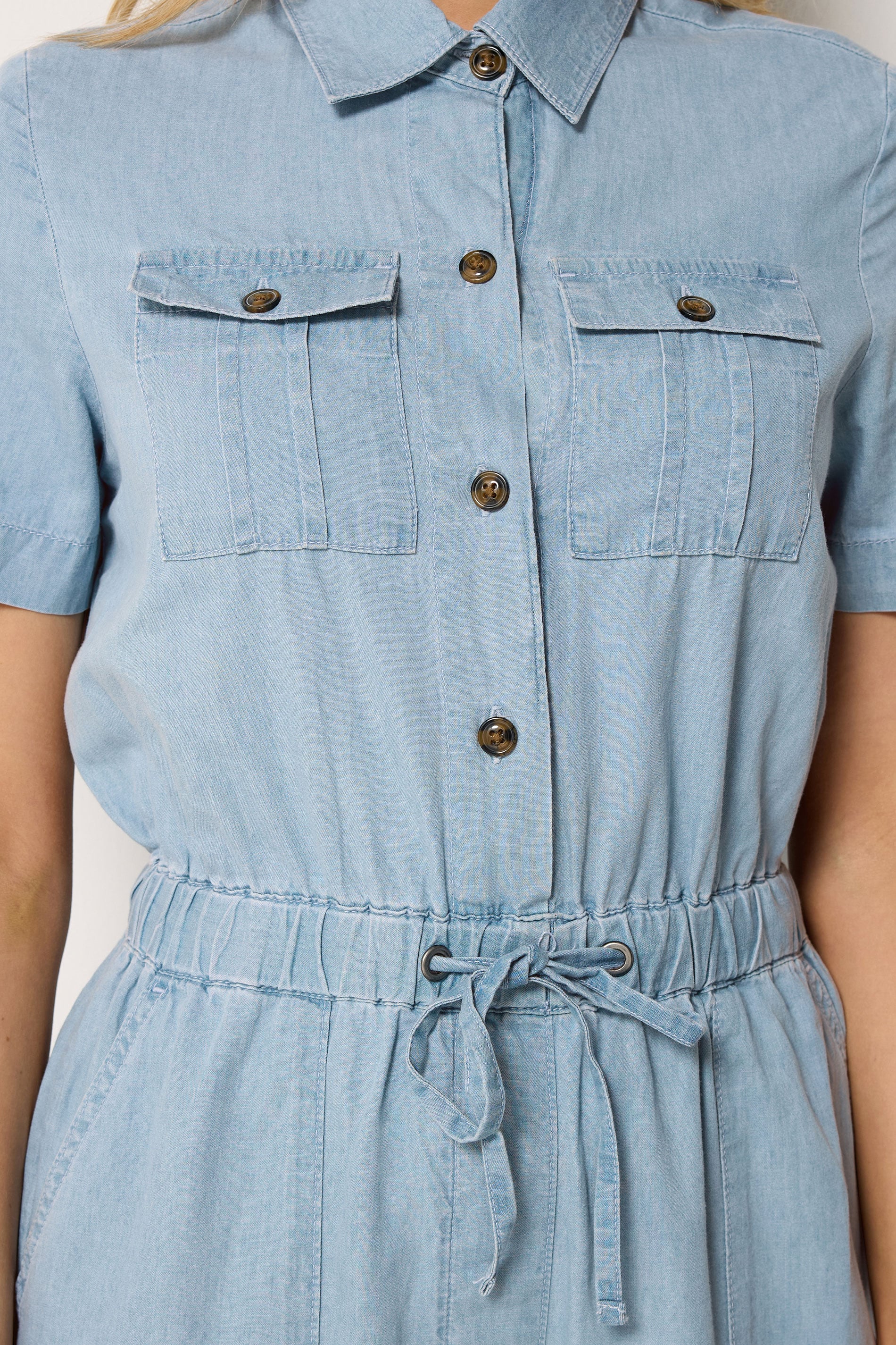 LTS Tall Blue Denim Utility Elasticated Waistband Jumpsuit | Long Tall Sally  5